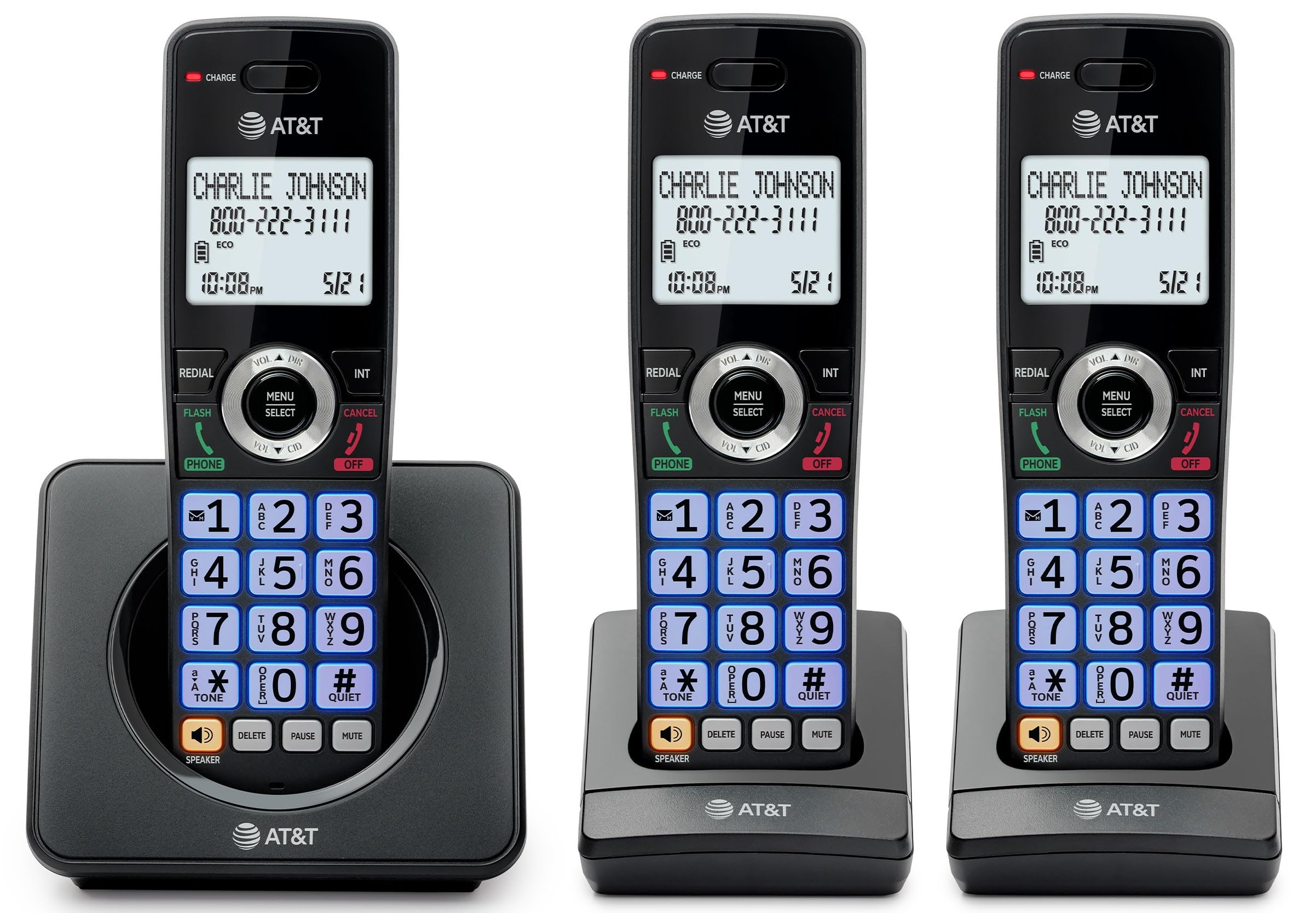 AT&T Landline Home Phone with Call Blocker, Caller ID/Call Waiting, Full-Duplex Handset Speakerphone, Backlit Keypad & Display, Rechargeable Battery, ECO Mode, DECT 6.0: GL2101-11