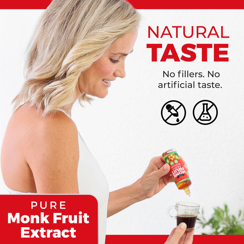 Monk Fruit Extract (6 Drops = 1 Tsp of Sugar) Zero Calories, Non-GMO, No Fillers - Liquid Monk Fruit Sweetener No Erythritol by Transparency Foods NEW FORMULA (1.7oz, 167 servings)