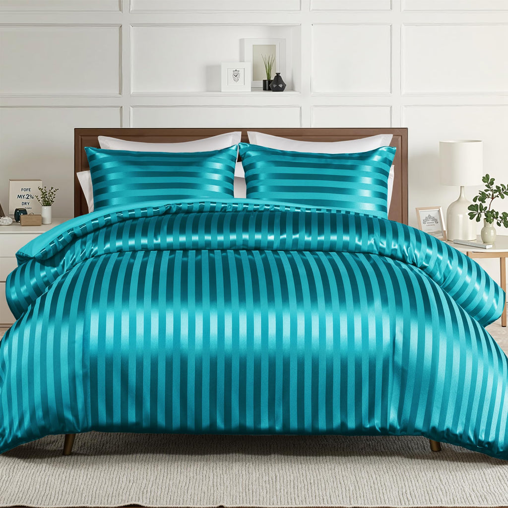 Whale Flotilla 2-Piece Reversible Silky Soft Twin Size Comforter Bedding Set, Luxurious Satin Comforters with Satin Pillowcase, Lightweight Duvet for All Seasons, Black