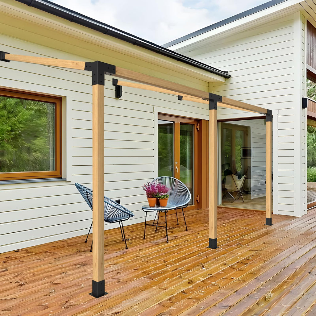 Woodwork Pergola Kit 2 Pcs- Post and Beam T Brackets - Modular Sizing Pergola Brackets Hardware fit for 4 x 4 Lumber, Heavy Duty