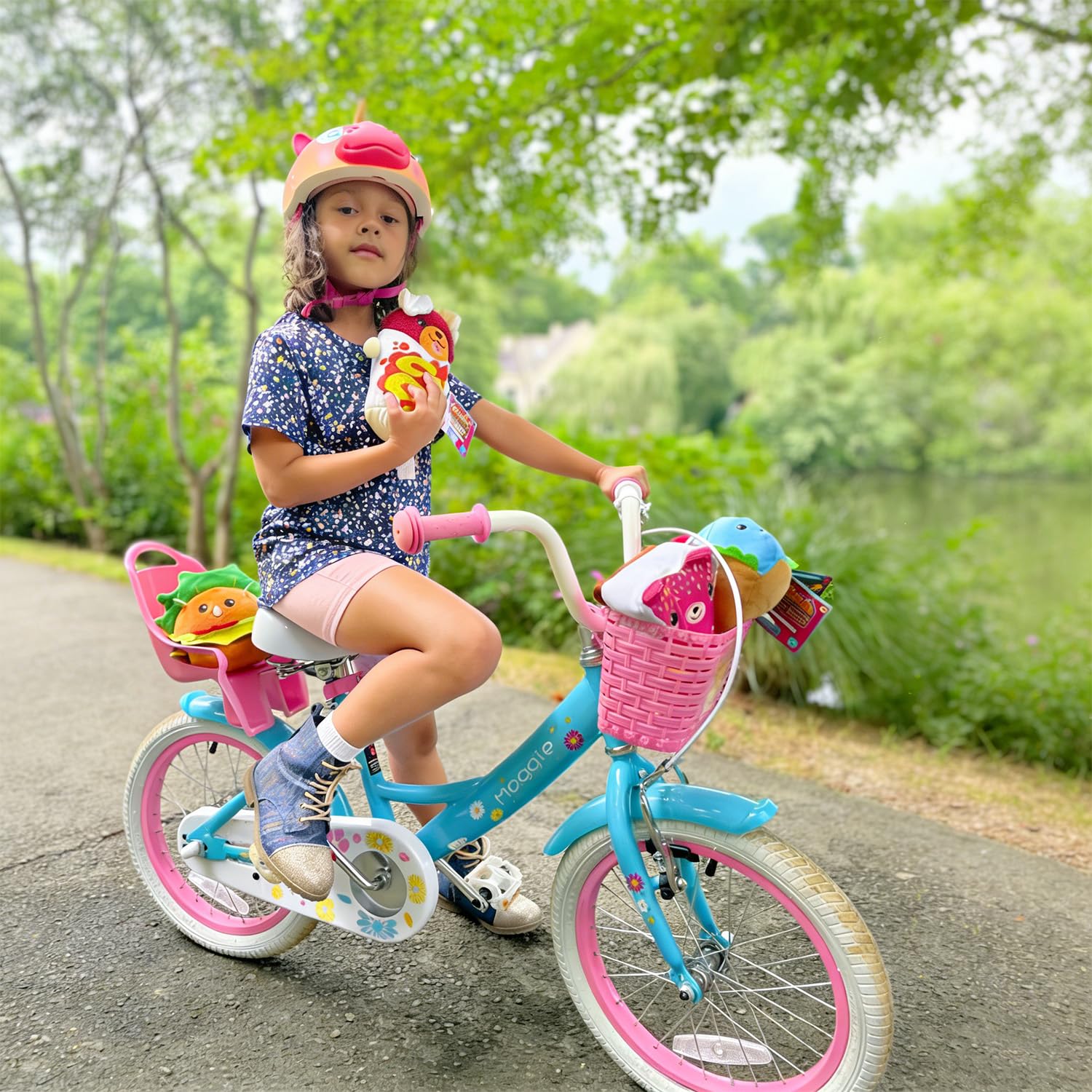 Glerc Maggie Girls Bike, 12-20 Inch Kids Bike for 2-13 Years Old Children, Princess Style Kids Bicycle with Doll-Seat & Basket & Training Wheels, Multiple Colors