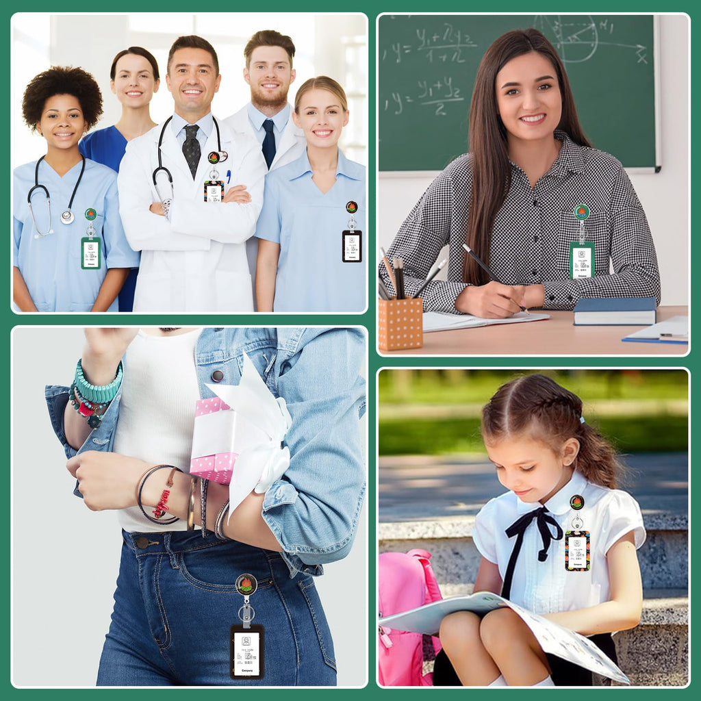 3 Set Badge Holder Retractable Reel Bloom ID Badge Holders with Clip Cute Name Badge Holders for Teacher Nurse Doctor Student Office Workers