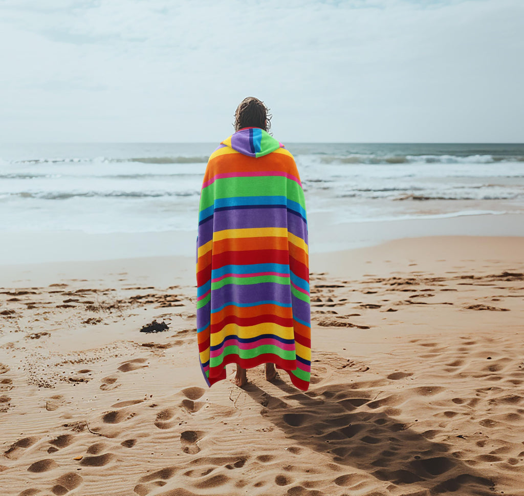 COTTON CRAFT Ombre Stripe Extra Wide Beach Towel for Two - 58x68 - Pure Cotton - Double Woven Jacquard Thick Plush Super Soft Luxurious Velour Pile - Pool Picnic Bath - 450 GSM - Blue