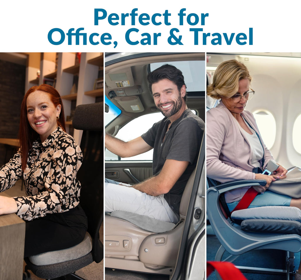 ComfiLife Premium Comfort Seat Cushion - Non-Slip Orthopedic 100% Memory Foam Coccyx Cushion for Tailbone Pain - Cushion for Office Chair Car Seat - Back Pain & Sciatica Relief (Black)