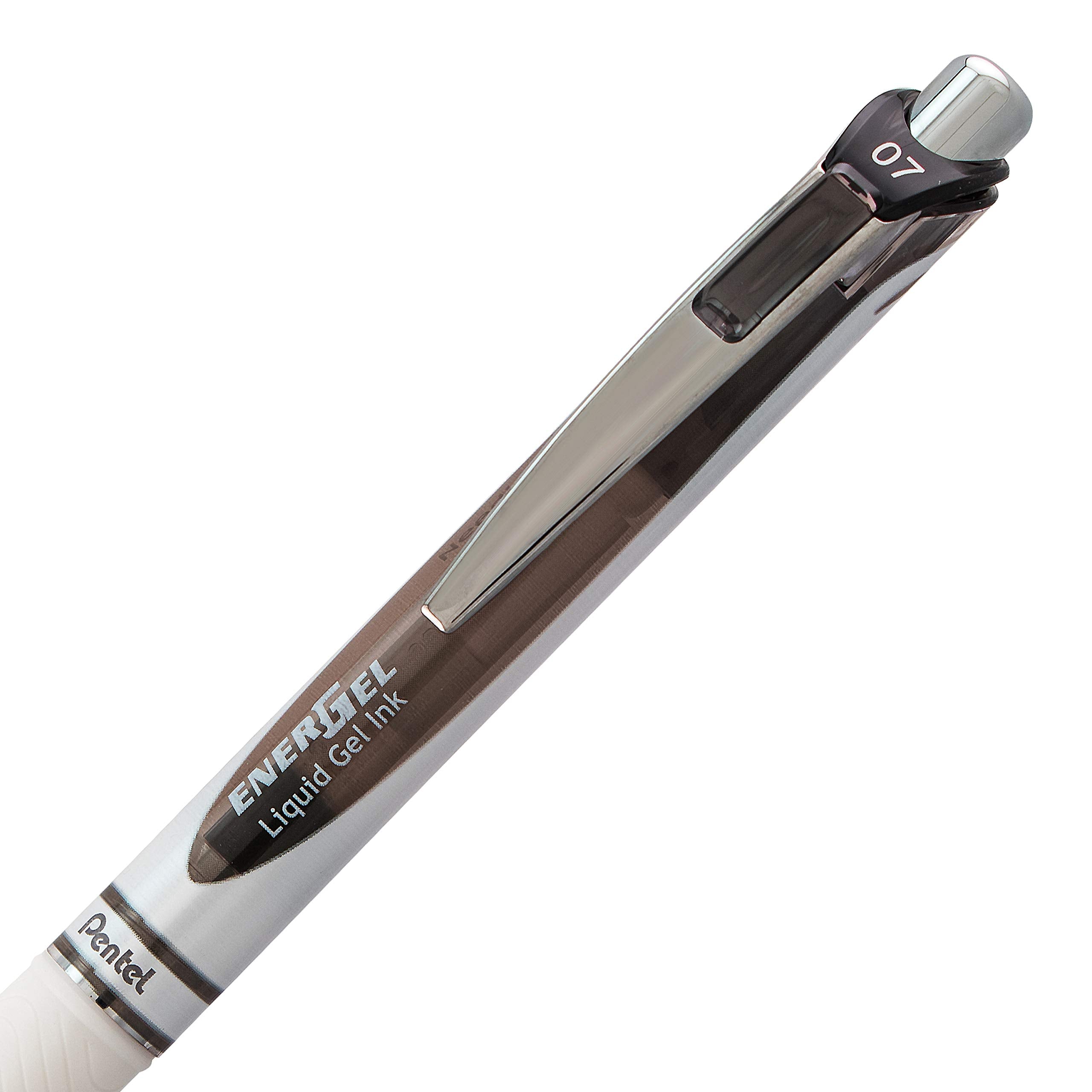 Pentel EnerGel Pearl RTX Retractable Liquid Gel Pen, (0.7mm), Medium Line, Needle Tip, Black Ink, Pack of 2 (BLN77WBP2A)