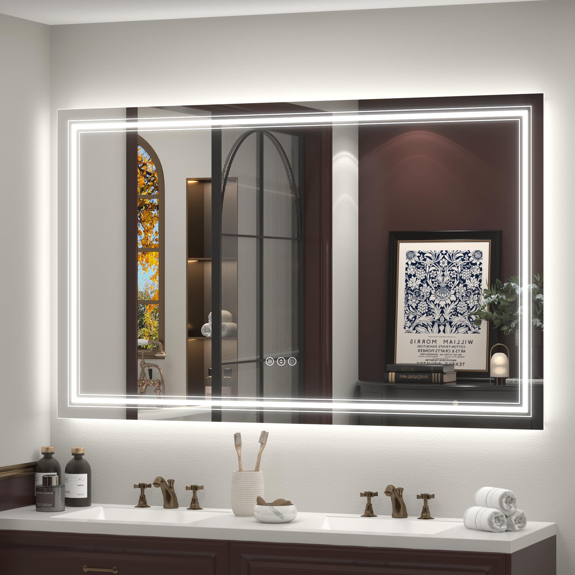 20x28 LED Bathroom Mirror, Vanity Mirror with Lights, Backlit and Front lit Mirror for Wall, Dimmable, Anti-Fog, Shatterpoof, Memory (Horizontal/Vertical)