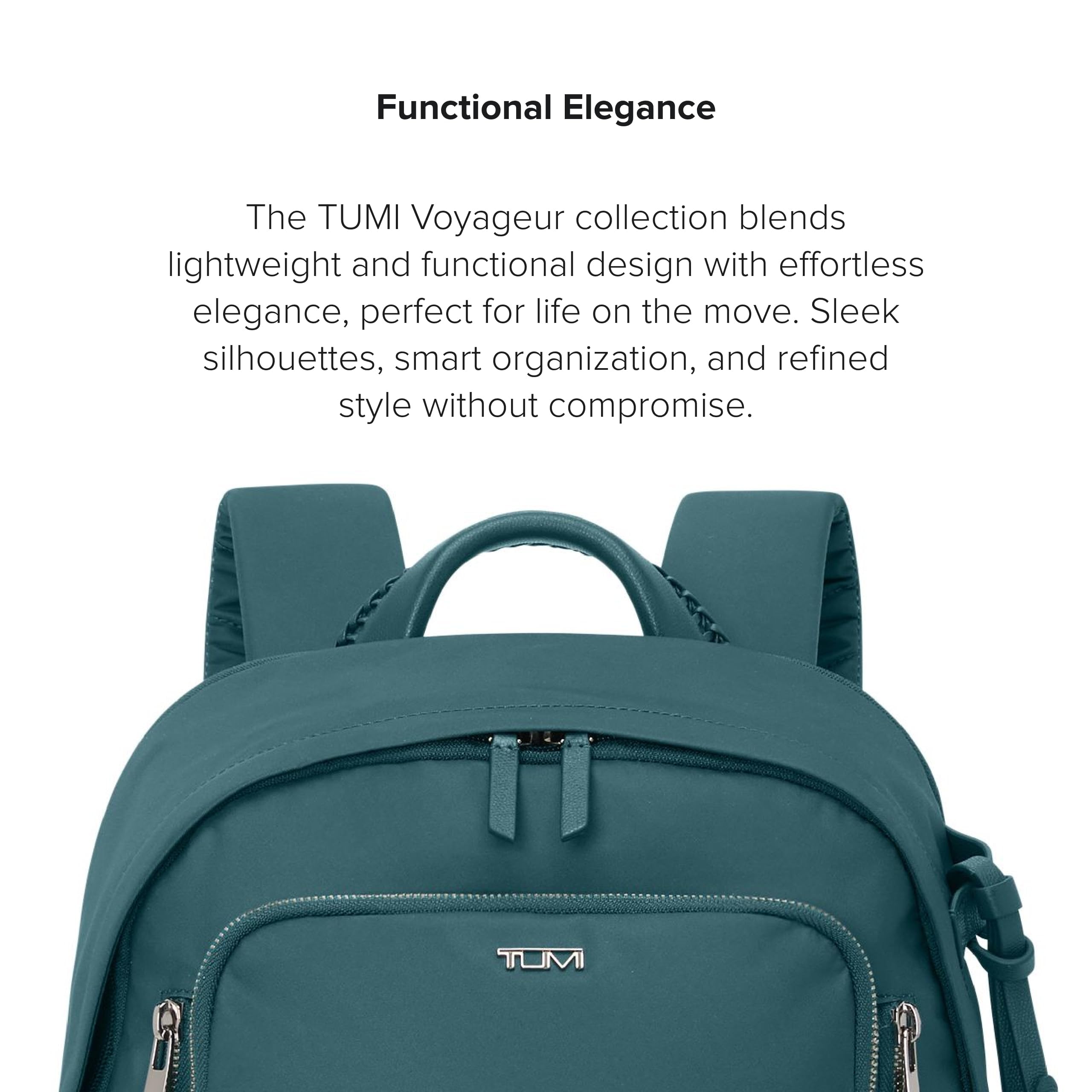 TUMI - Voyageur Celina Backpack - Women's Work and Travel Bag - 16.0" X 10.6" X 6.5" - Holds Up to 16" Laptop - Black & Gold Hardware