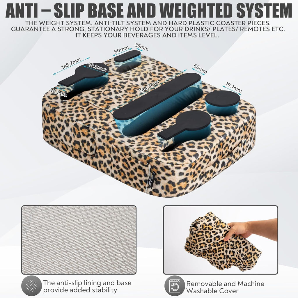 TabCouchCaddy - Couch Cup Holder Tray Pillow - Bed, Couch Caddy, Sofa, RV & Car - Holds Drinks, Snacks, Remotes, Phones, Kindle, Tablet | Bed Cup Holder (Beige)