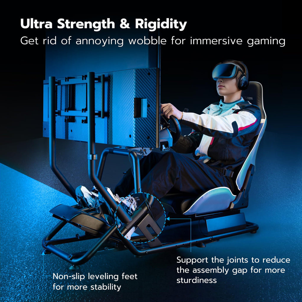 ARES WING Sim Racing Cockpit, Racing Wheel Stand with Seat, Formula and GT Racing Simulator Cockpit Compatible with Fanatec, Thrustmaster, Logitech, Moza Racing Games on PS5, PS4, Xbox and PC