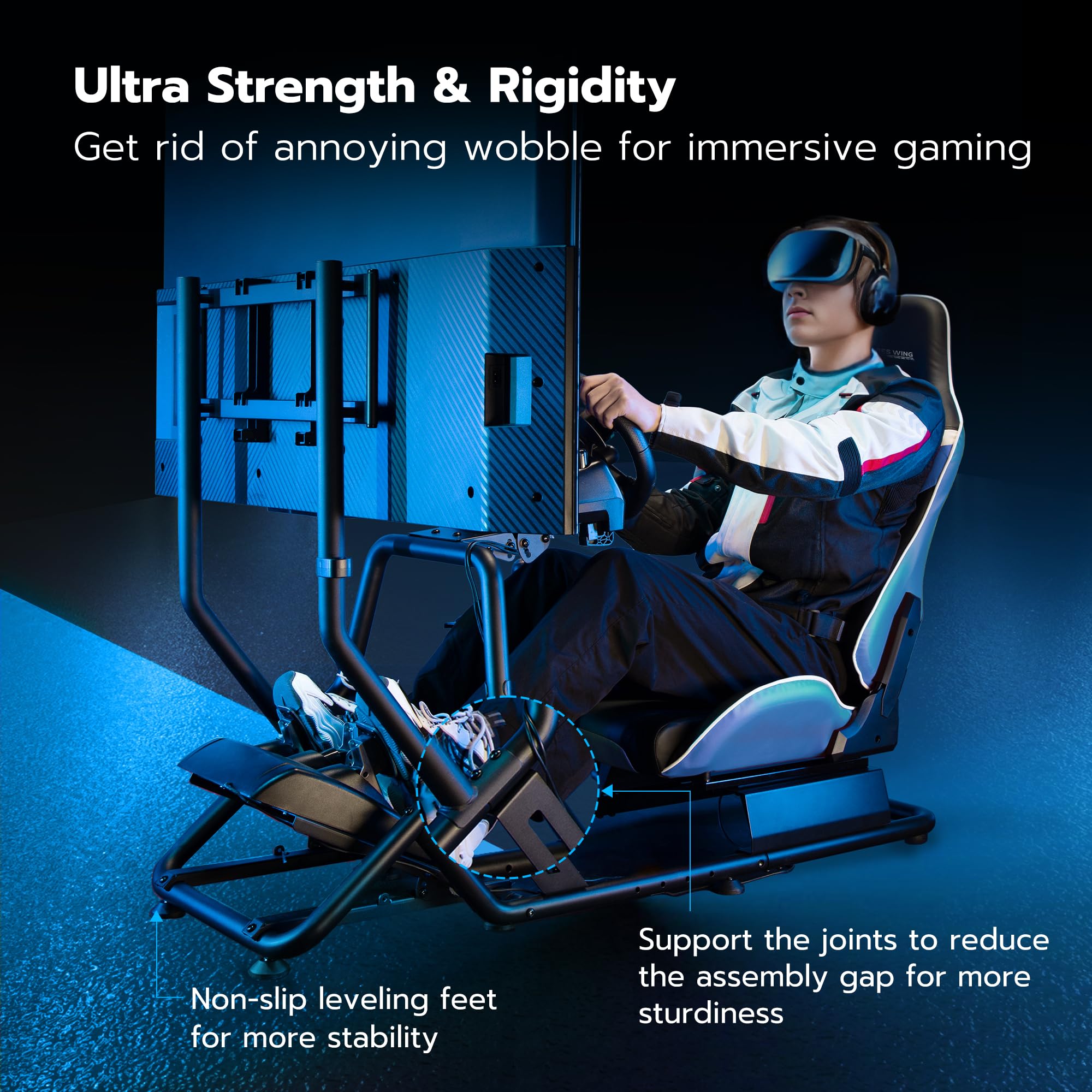 ARES WING Sim Racing Cockpit, Racing Wheel Stand with Seat, Formula and GT Racing Simulator Cockpit Compatible with Fanatec, Thrustmaster, Logitech, Moza Racing Games on PS5, PS4, Xbox and PC