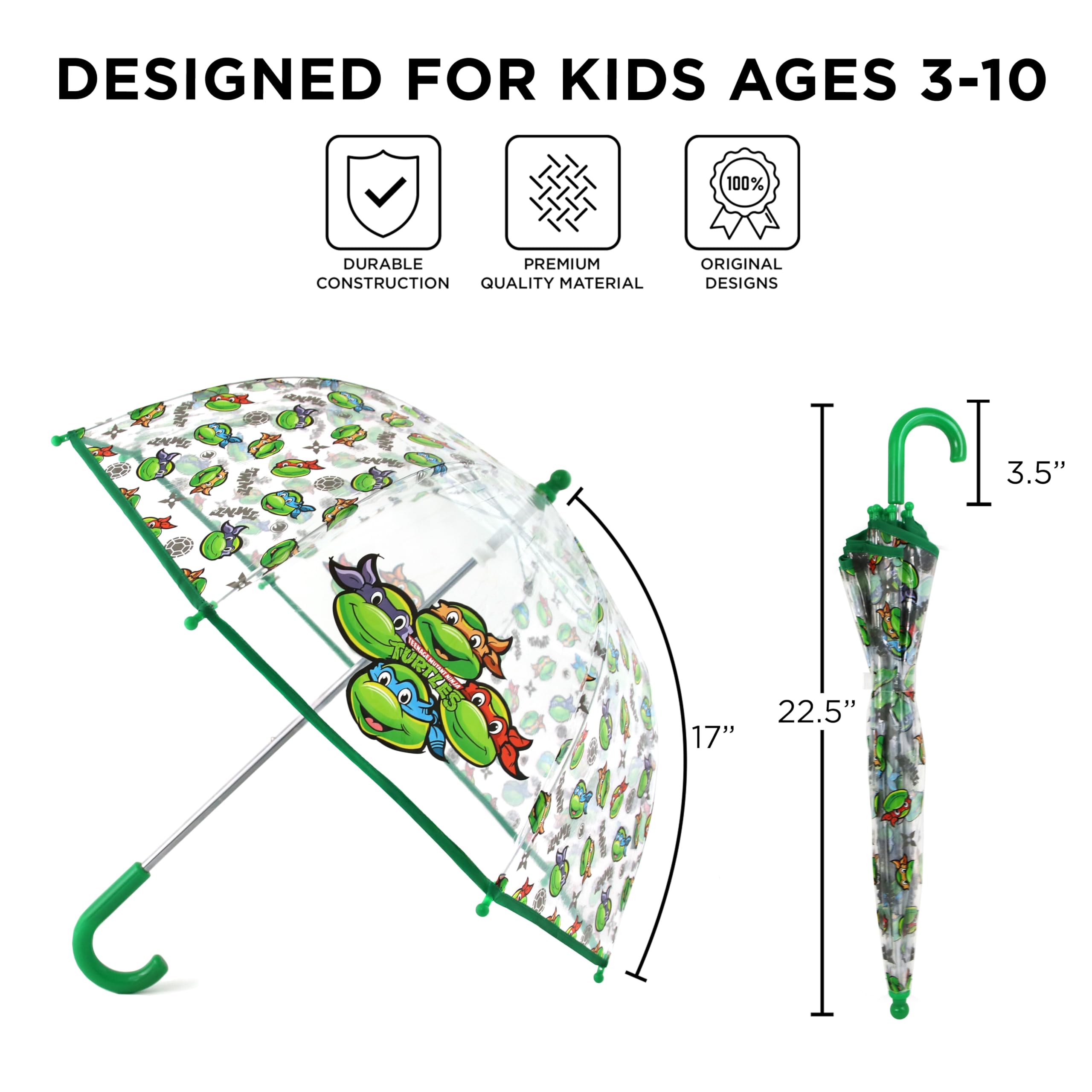 ABG Accessories Kids Umbrella for Boys and Girls Dome clear bubble umbrellas for Rain Windproof & Transparent with Easy Grip Handle Ages 3-10