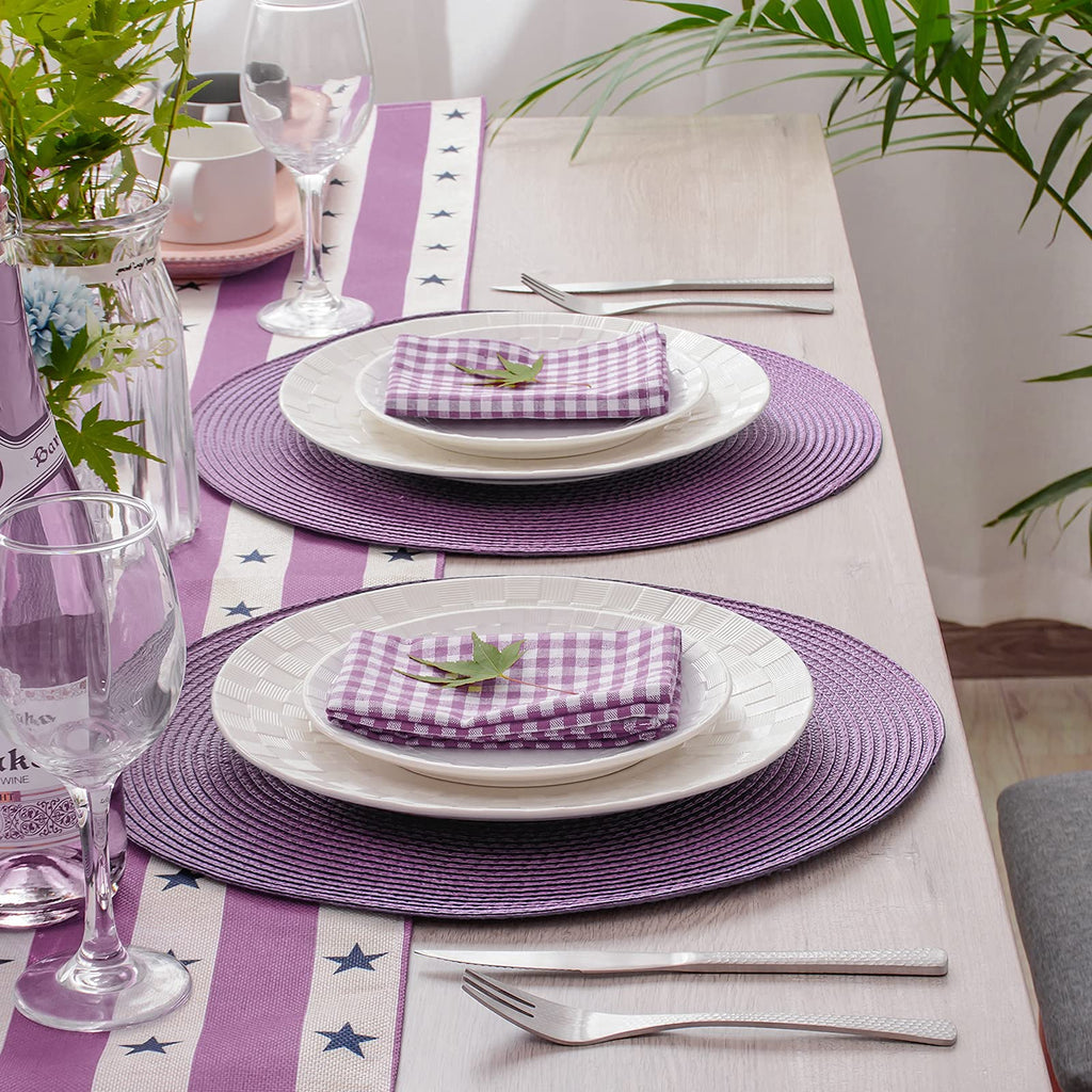 AHHFSMEI Round Placemats Set of 6 Heat Resistant Washable Non-Slip Woven Braided Table Mats for Dining Table Kitchen & Home Decor (Beige)