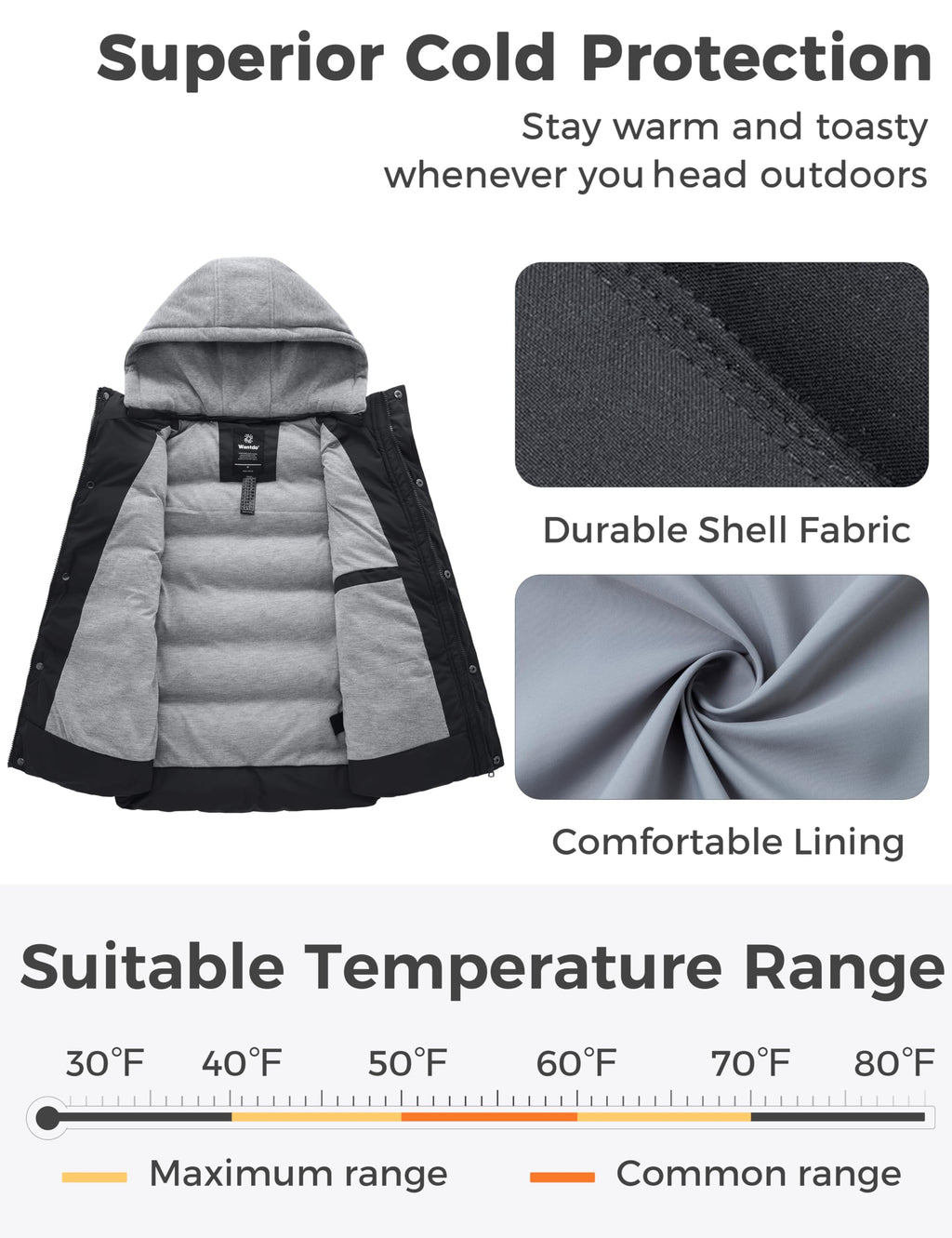 Wantdo Women's Quilted Puffer Vest Thicken Warm Winter Coat with Removable Hood