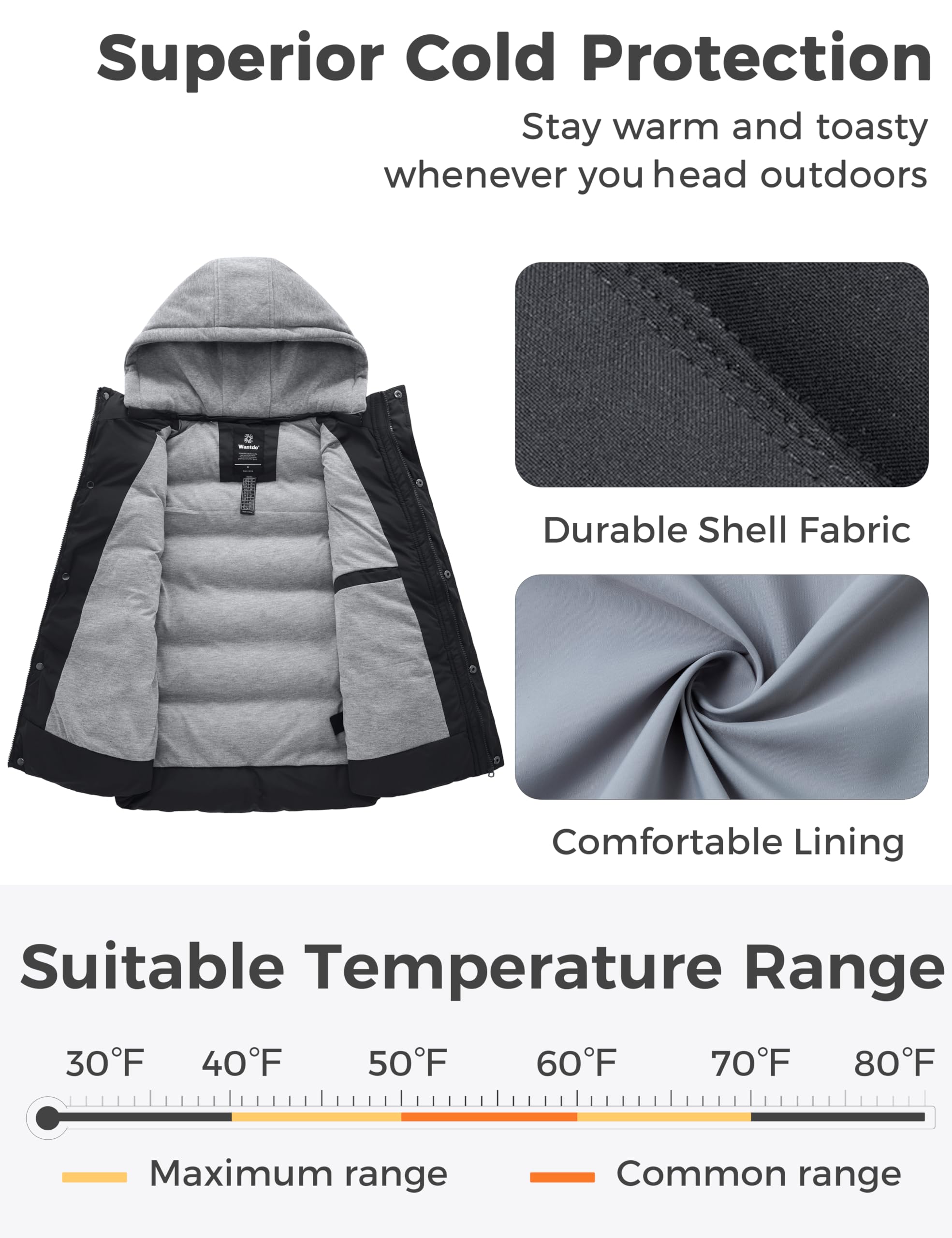Wantdo Women's Quilted Puffer Vest Thicken Warm Winter Coat with Removable Hood