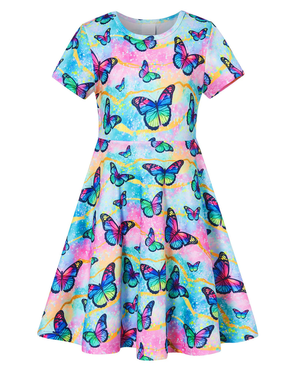 ALISISTER Little Girls Dress Short Sleeve Toddler Summer Sundress 2-9T