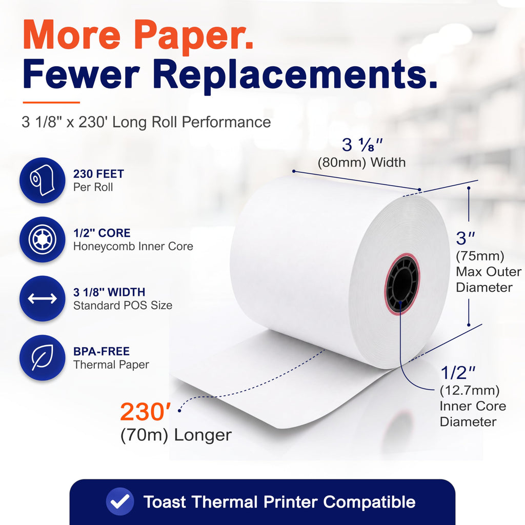 Thermal Printer Paper Roll for Toast TP200 Receipt Printer Point of Sale (06 rolls)