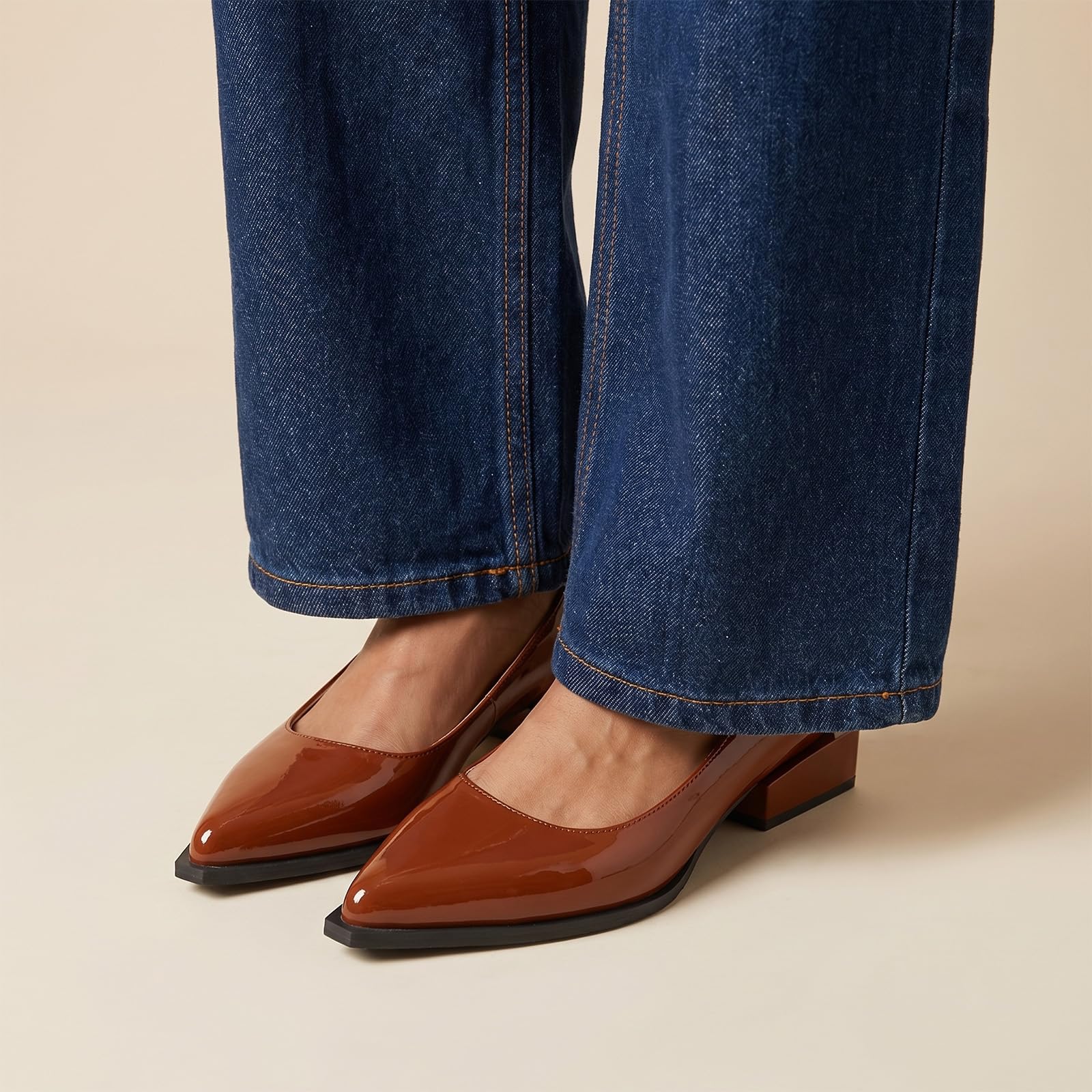 LingxiaUne Dress Shoes for Women, Comfortable Dressy Flats, Womens Chunky Heel Pumps with Arch Support and Pointed Toe