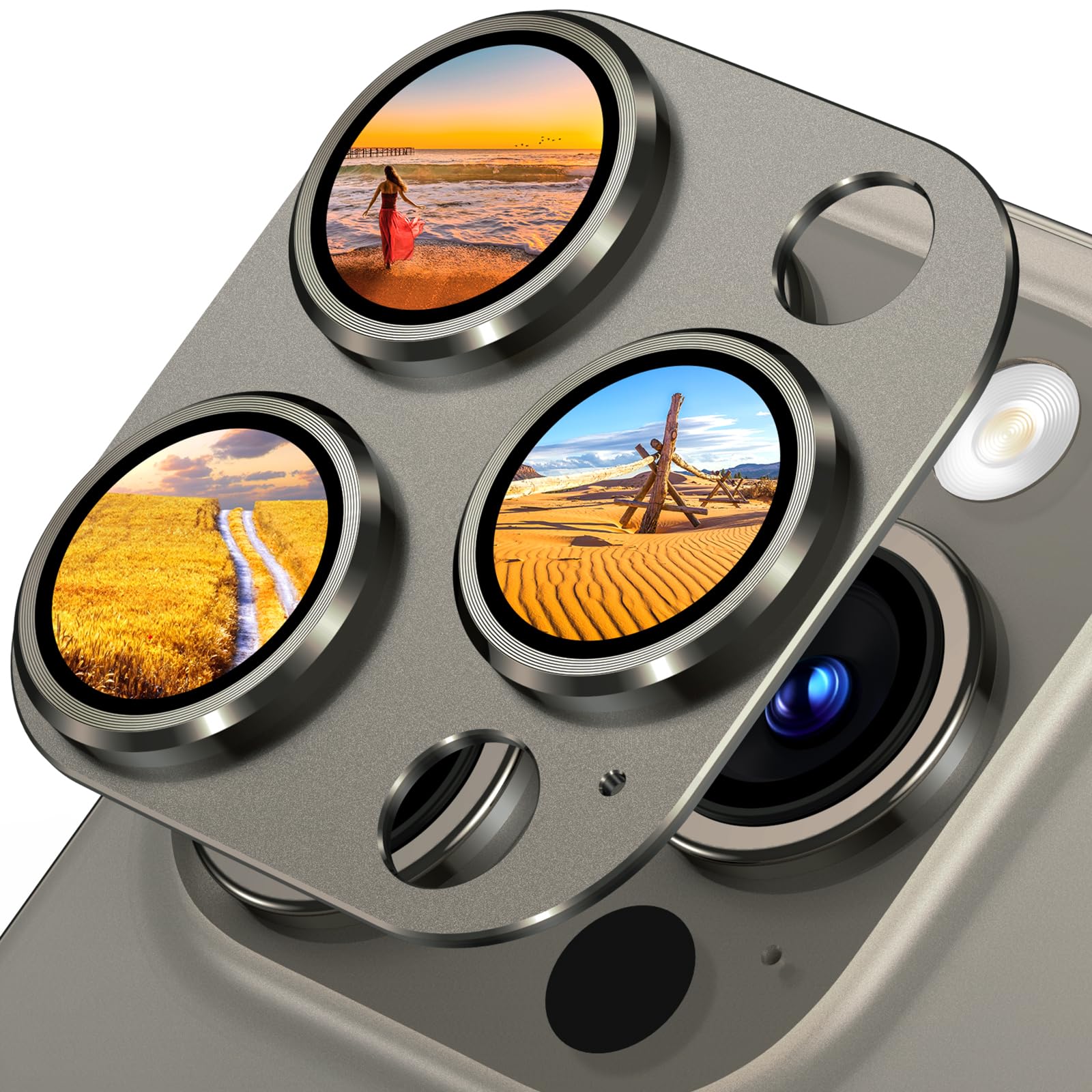 Uyiton Compatible with iPhone 17 Camera Lens Protector - [Not Easy to Break][Strong Adsorption][Case-Friendly] Metal Tempered Glass Rear Camera Screen Cover - Black