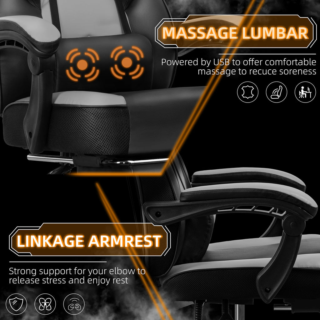 Shintenchi Gaming Chair,Video Game Chair with footrest and Massage Lumbar Support,Height Adjustable Game Chair with 360°Swivel Seat Ergonomic Computer Chair with Headrest for Office or Gaming(Blue)