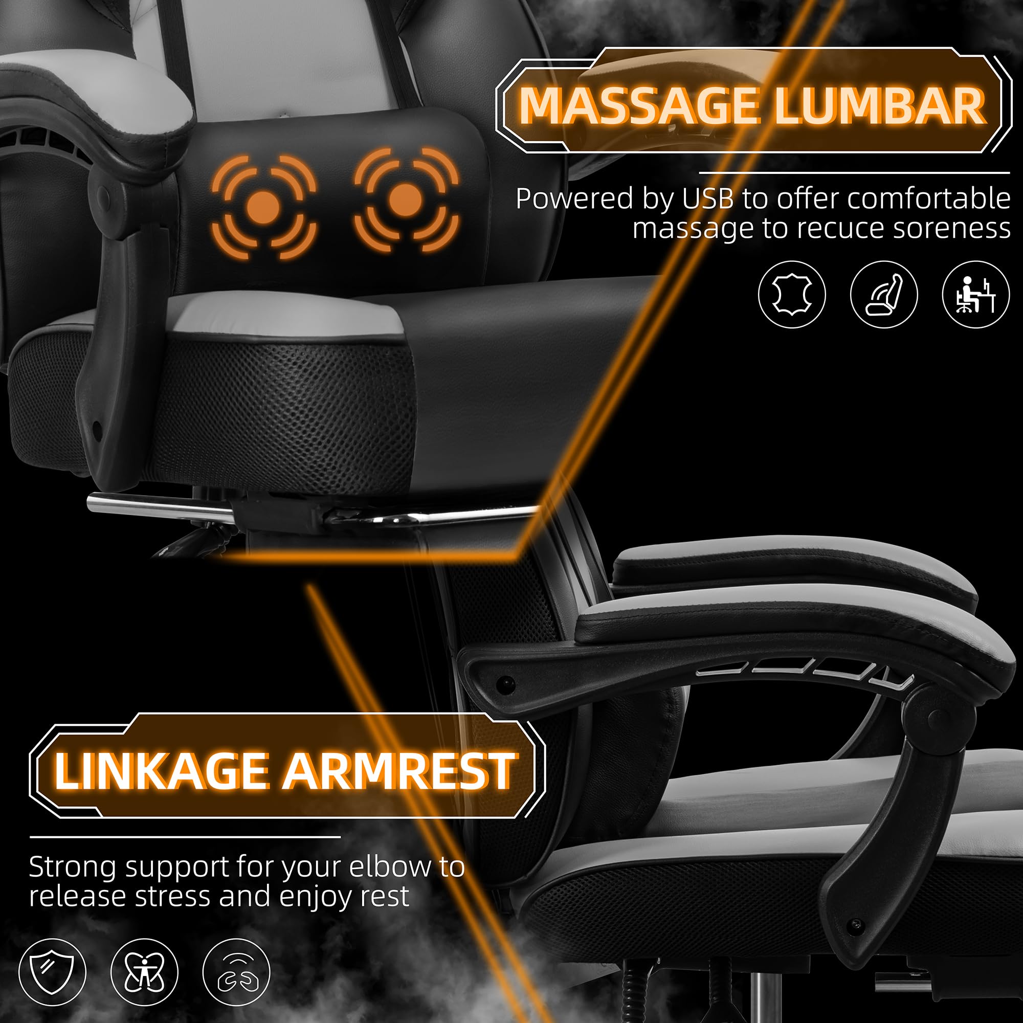 Shintenchi Gaming Chair,Video Game Chair with footrest and Massage Lumbar Support,Height Adjustable Game Chair with 360°Swivel Seat Ergonomic Computer Chair with Headrest for Office or Gaming(Blue)