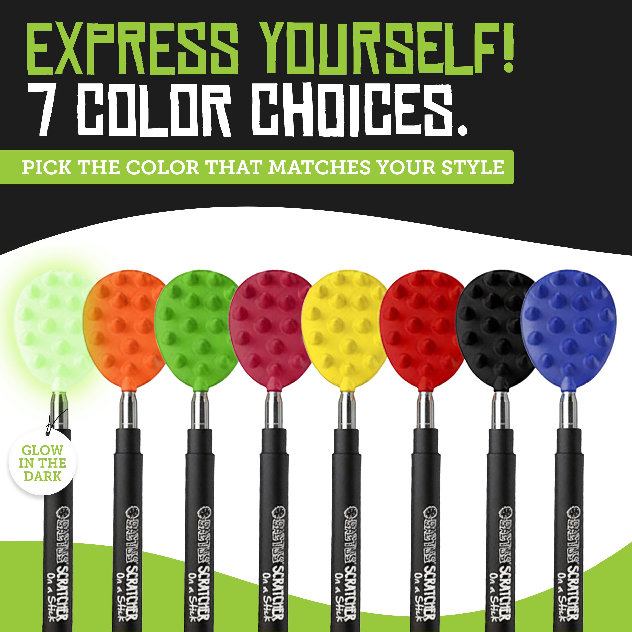 Cactus Scratcher Extendable Big Stick Back Scratcher - Extends 29" Long Double Sided Retractable Scratching Tool for Hand, Neck, Head, and Body - Universal Gift for Family, Pets, and Friends, Glow