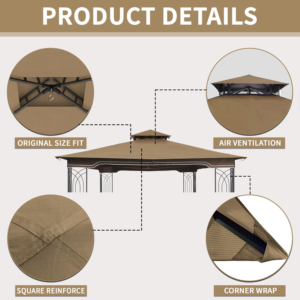 SCOCANOPY Replacement Gazebo Canopy Compatible with 10 x 12 Regency II Patio Gazebo Model L-GZ798PST,A101004104,A101004105,(Forest Green)