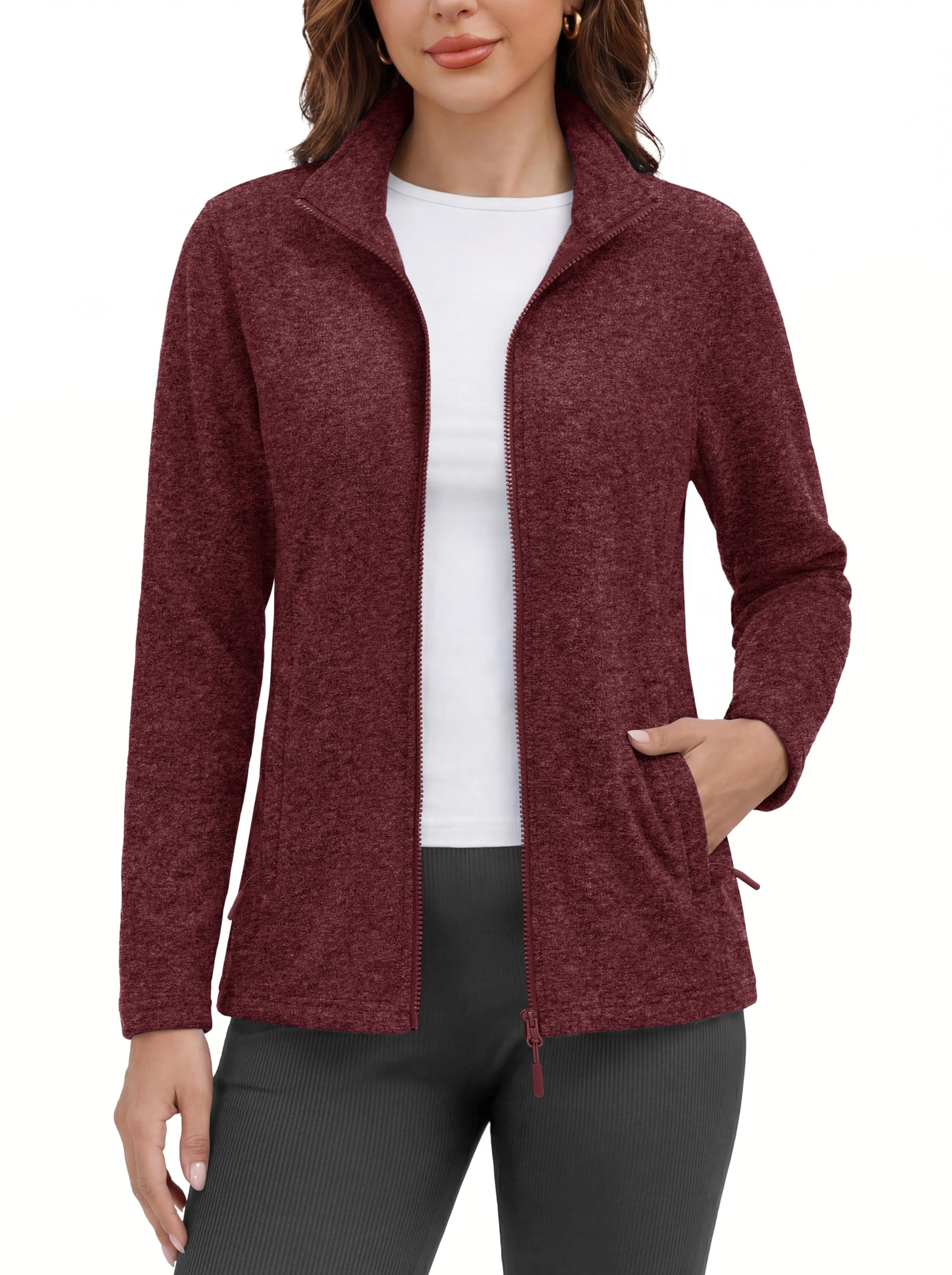 MAGCOMSEN Fleece Jacket Women Zip UP Lightweight Soft Polar Warm Winter Jackets for Women with Pockets Outdoor Hiking