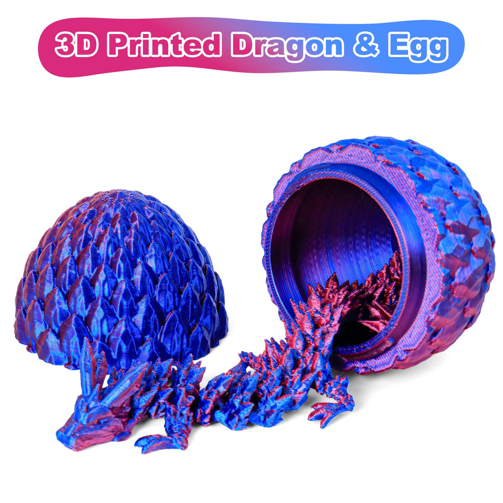 Easter Basket Stuffers 3D Printed Dragon Eggs with Dragon Inside Surprise Mystery Easter Egg Fidget Toy, Articulated Crystal Toys for Kid Easter Egg Hunt Party Favors (1PCS)