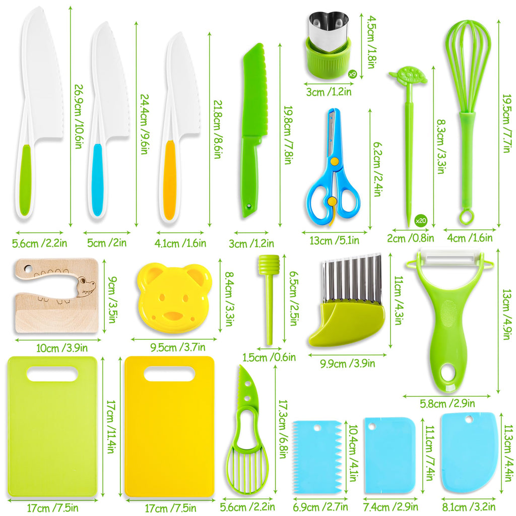 40Pcs Kids Knife Set for Real Cooking: Montessori Kitchen Tools for Toddlers, Kitchen Toy for 3 4 5 6 7 8 9 10 Year Old Boys Girls Birthday Gifts
