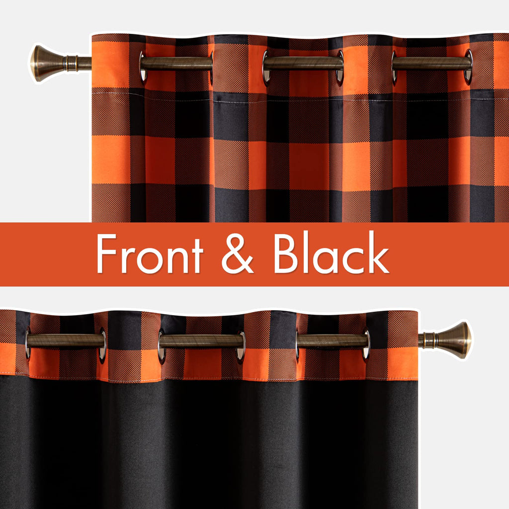 MIULEE Buffalo Plaid Curtains for Farmhouse Bedroom, Blackout Window Drapes with Grommets for Living Room Darkening Light Blocking and Thermal Insulated Set of 2 Panels, W 52" x L 63" Black and White
