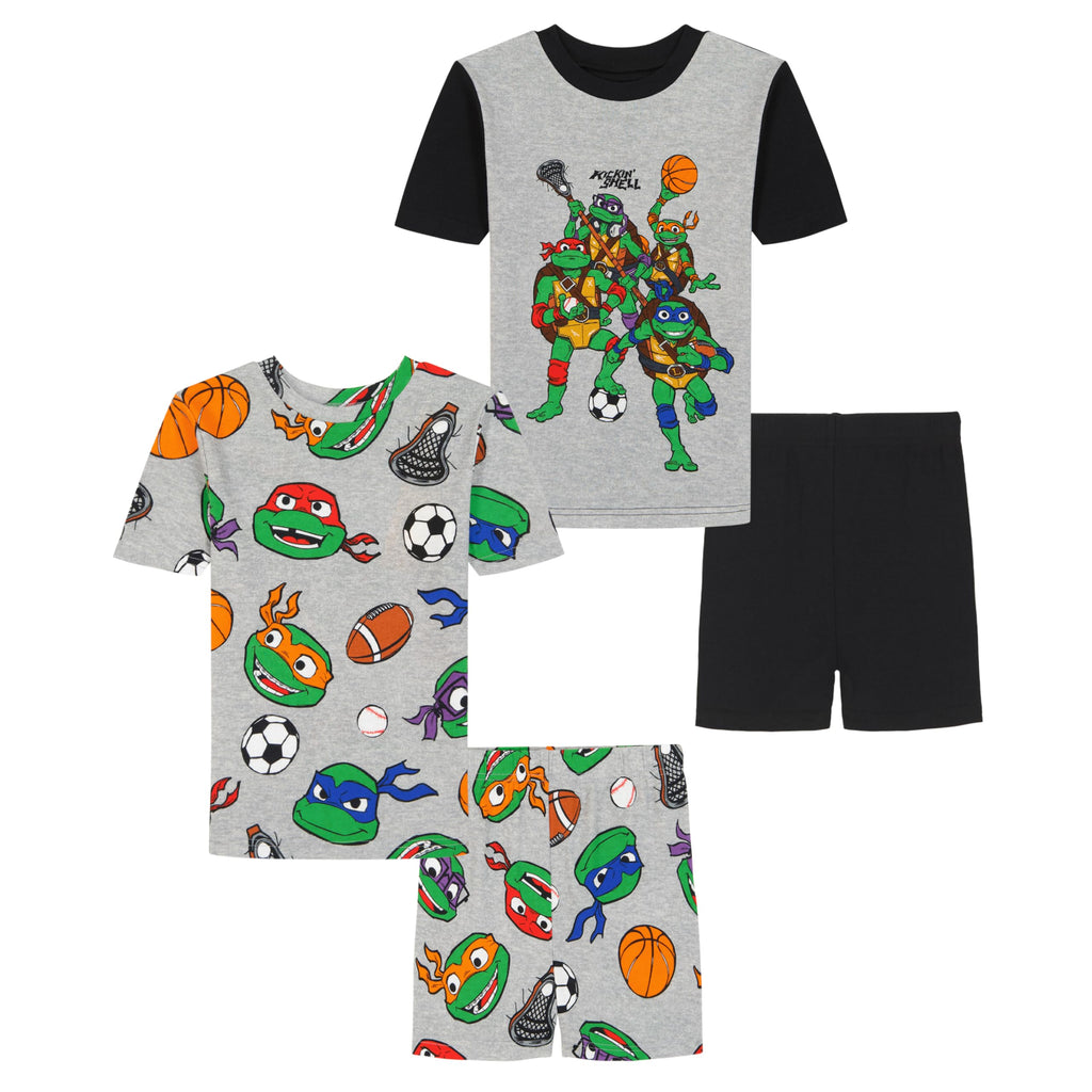 Nickelodeon Boys' 4-piece Snug-fit Cotton Short-Sleeve Matching Pajama Set, Soft & Cute for Kids