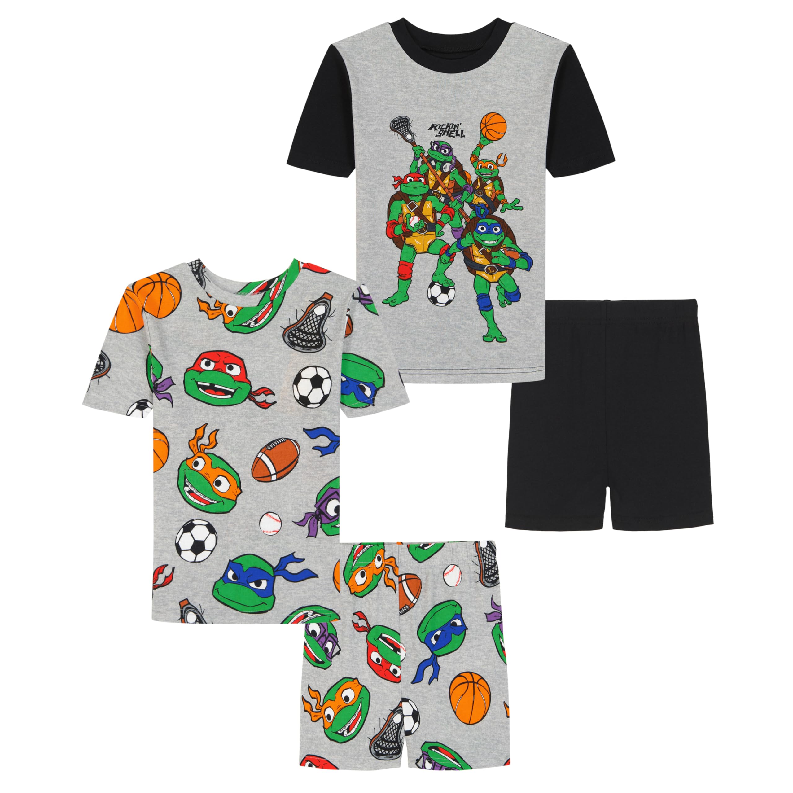 Nickelodeon Boys' 4-piece Snug-fit Cotton Short-Sleeve Matching Pajama Set, Soft & Cute for Kids
