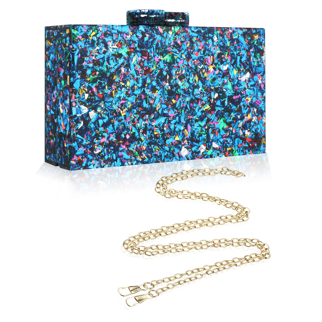 Gets Acrylic Purses and Handbags for Women Multicolor Perspex Geometric Patterns Box Clutch Banquet Evening Crossbody Handbag