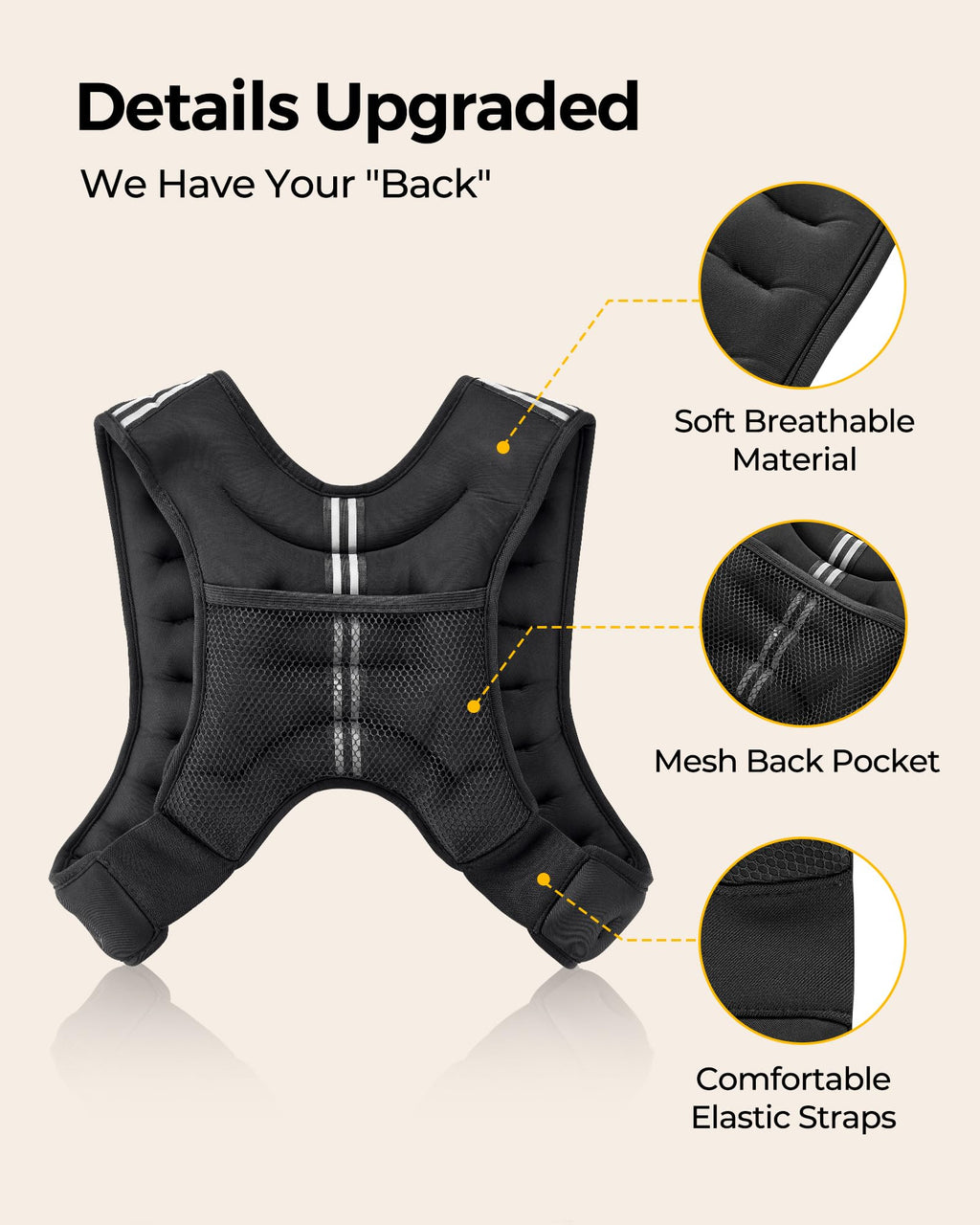 PACEARTH Weighted Vest,6lb/8lb/10lb/12lb/16lb/20lb/25lb/30lb Weight Vest with Reflective Stripe, Body Weight Vests for Women, Men, Weight Loss Workout, Strength Training, Running, Walking, Jogging