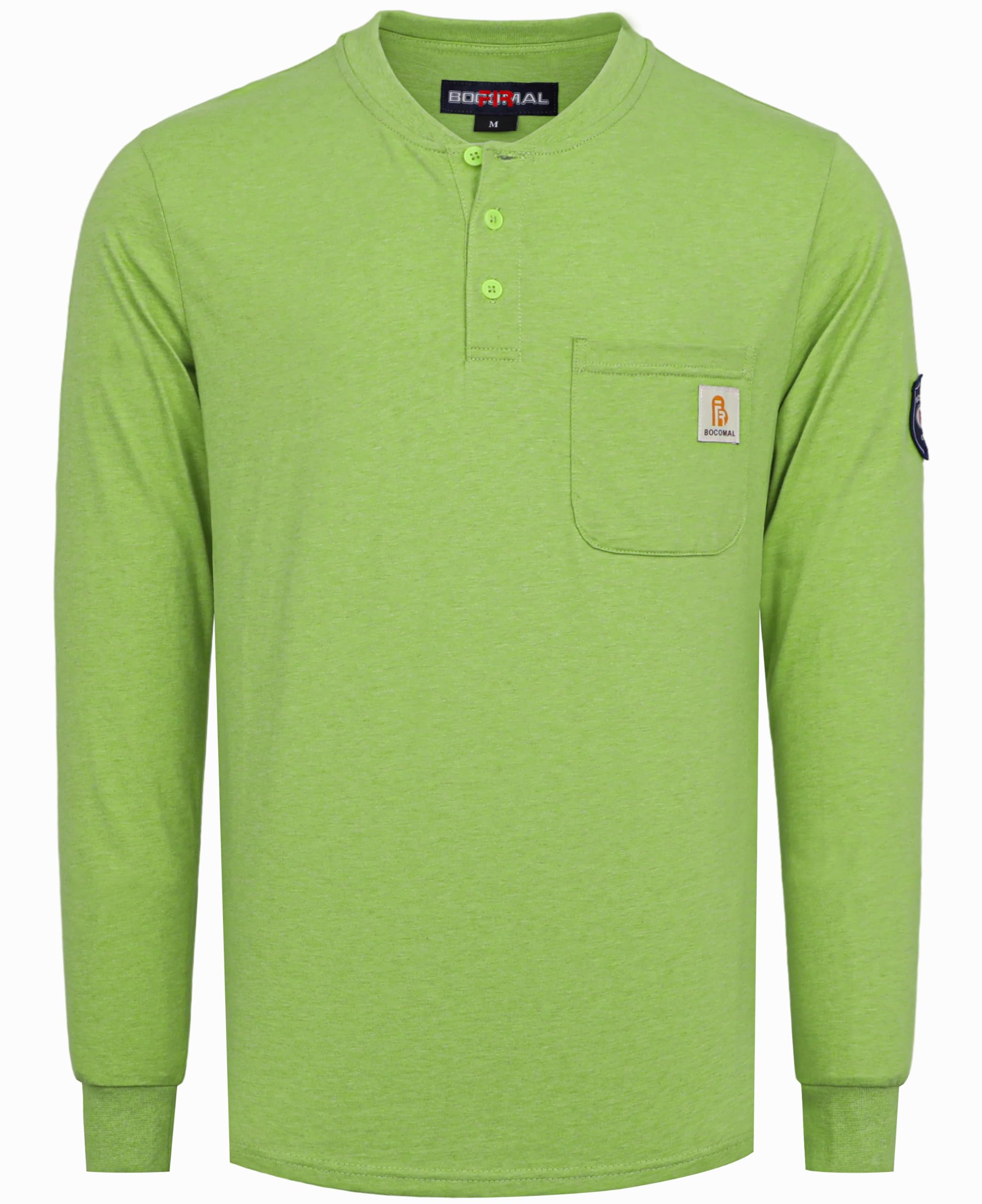 BOCOMAL FR Shirts Flame Resistant Shirt 5.5oz 100% Cotton Light Weight CAT2 Fire Retardant Henley Shirts