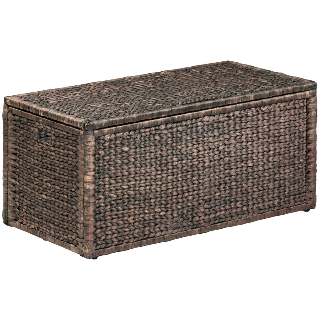 eHemco Heavy-duty Water Hyacinth Wicker Storage Trunk with Metal Frame, 30 by 17.5 by 17.5 Inches, Brown Wash