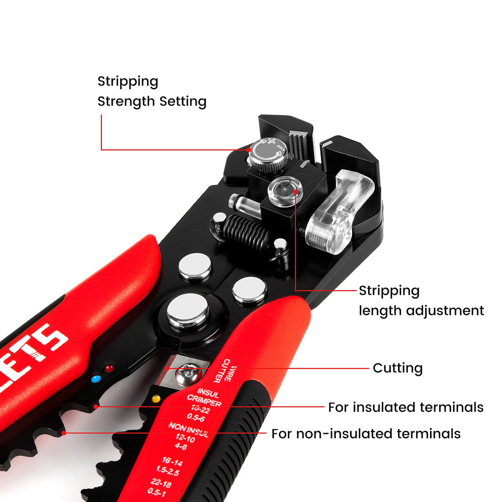 KAIWEETS Self Adjusting Wire Stripper - 3 in 1 Heavy Duty Automatic Wire Stripping Tool | 10-24 AWG Wire Cutter for Electrical Cable Cutting, Crimping Tool