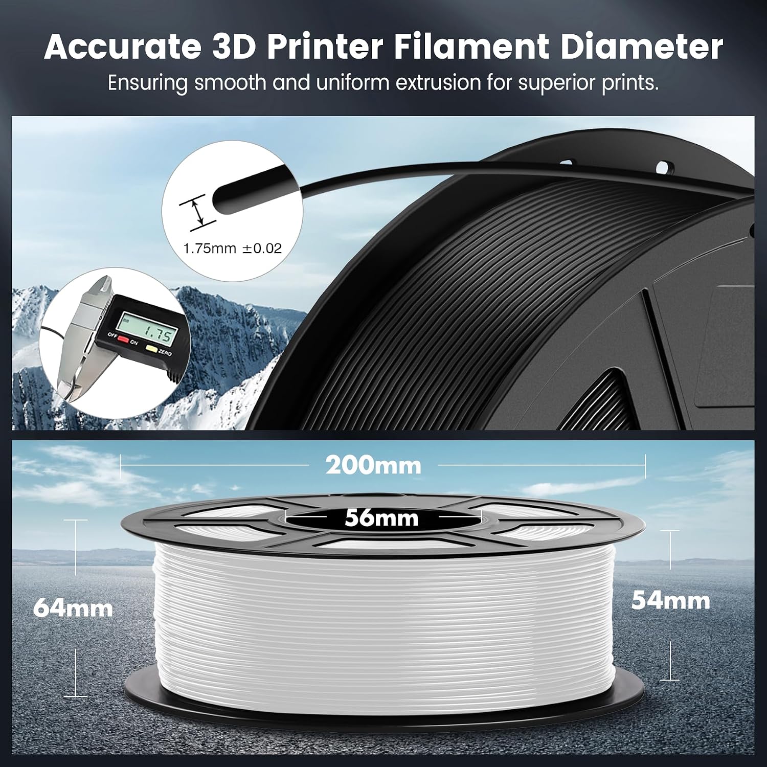 SUNLU 4kg PLA 3D Printer Filament Bundle, Neatly Wound PLA Filament 1.75mm ±0.02mm, Individually Vacuum Packed, 4kg in Total, 1kg per Spool, 4 Pack, 4000g, 4White