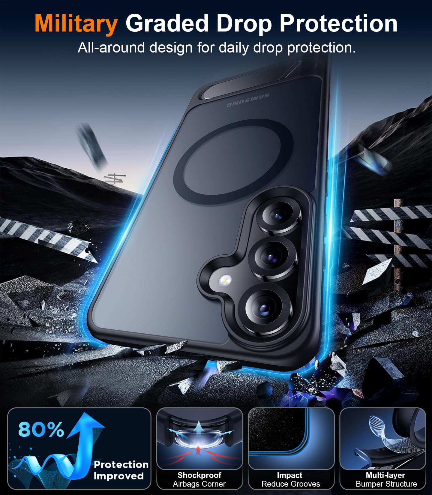 for Samsung Galaxy Z Fold 8 Case,[Compatible with MagSafe][Built-in HD Screen Protector & Kickstand][Hinge Protection]Translucent Matte Full-Body Shockproof Phone Case for Galaxy Z Fold 8,Black