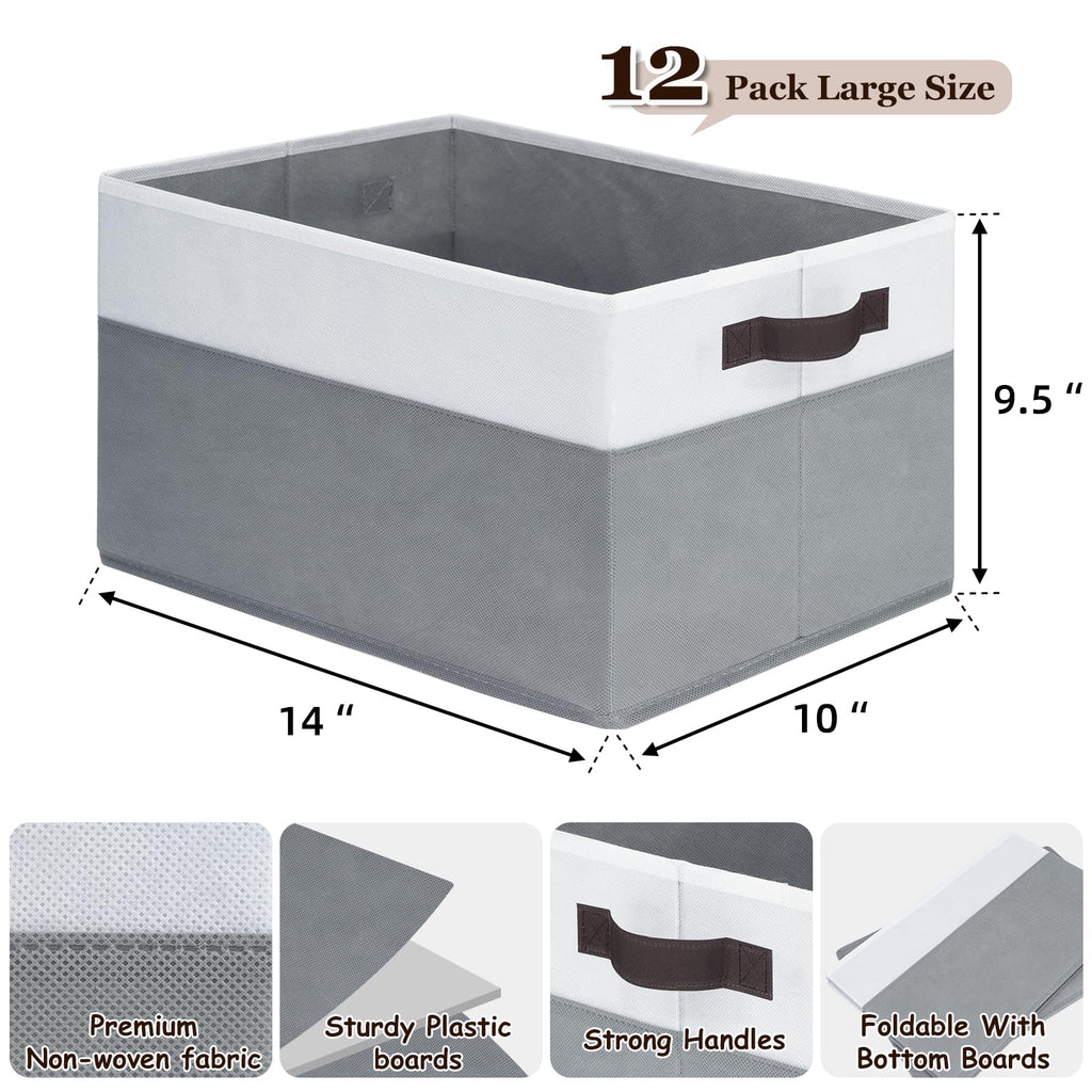 Criusia 4 Pack Baby Clothes Organizer Bins, Fabric Collapsible Storage Baskets with Handles, Odorless Storage Bins for Toy Clothes Nursery Kids Room Playroom Classroom (14L*10W*9.5H)