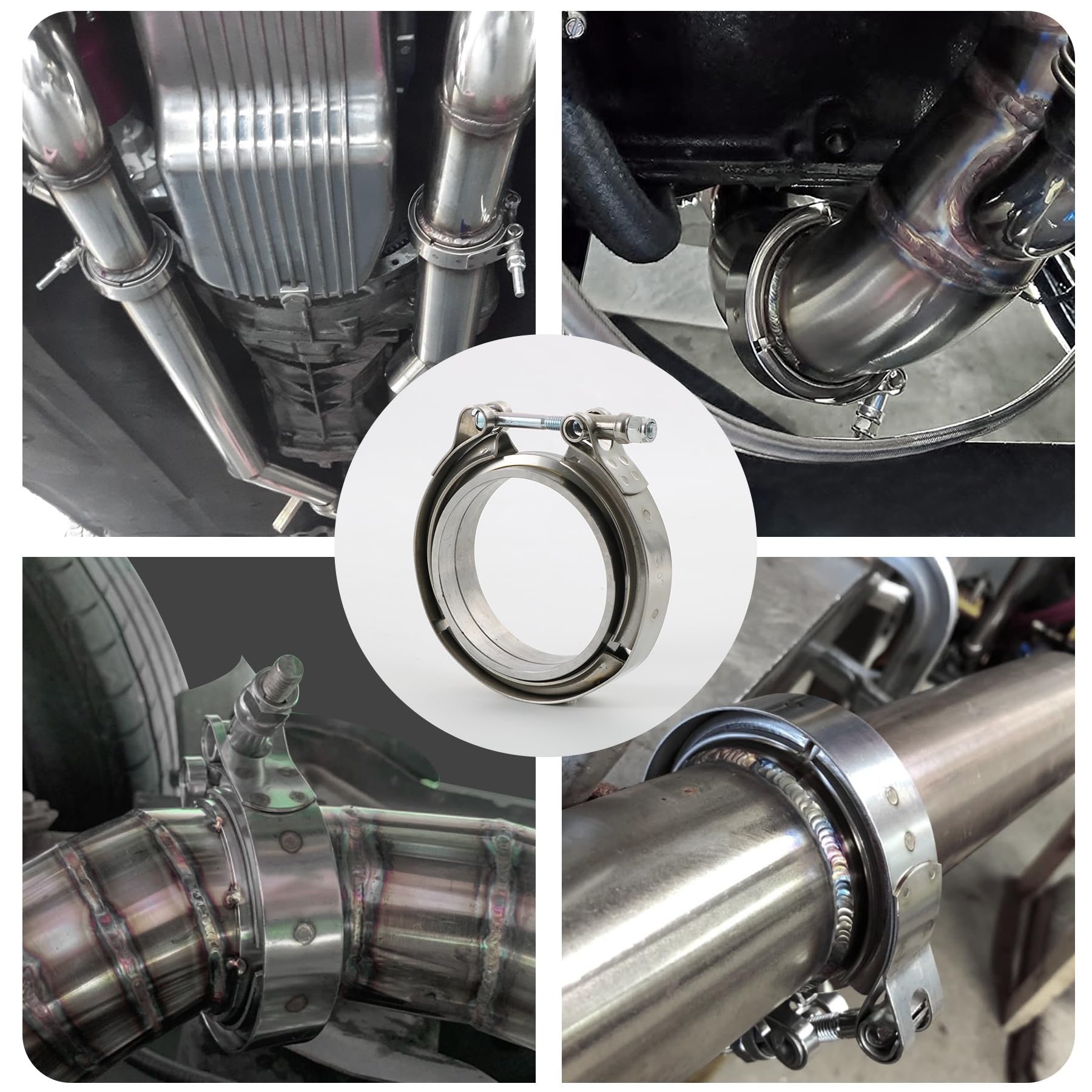 2.25" V-Band Flange Clamp Kit With Ridge Stainless Steel Replacement For Exhaust Downpipe 2.25 Inch