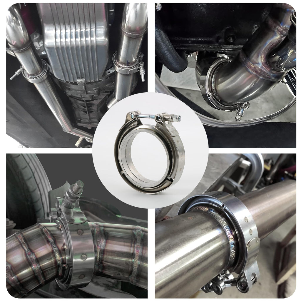 2.25" V-Band Flange Clamp Kit With Ridge Stainless Steel Replacement For Exhaust Downpipe 2.25 Inch