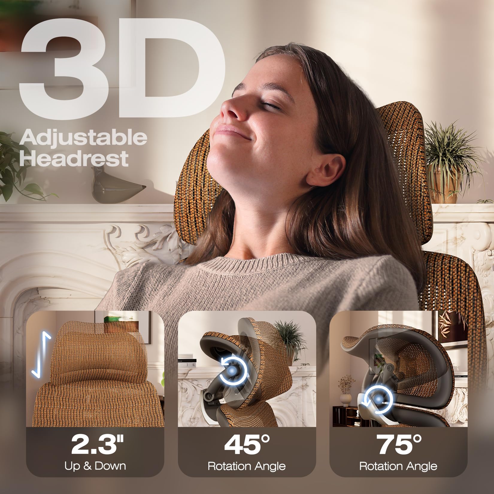 ELABEST X100 Ergonomic Office Chair with Footrest, Big and Tall Home Desk Chair with 5D Flip-Up Arms, Adjustable 3D Lumbar Support,High Back Rolling Computer Chair, Swivel Mesh Chairs (Coffee Break)