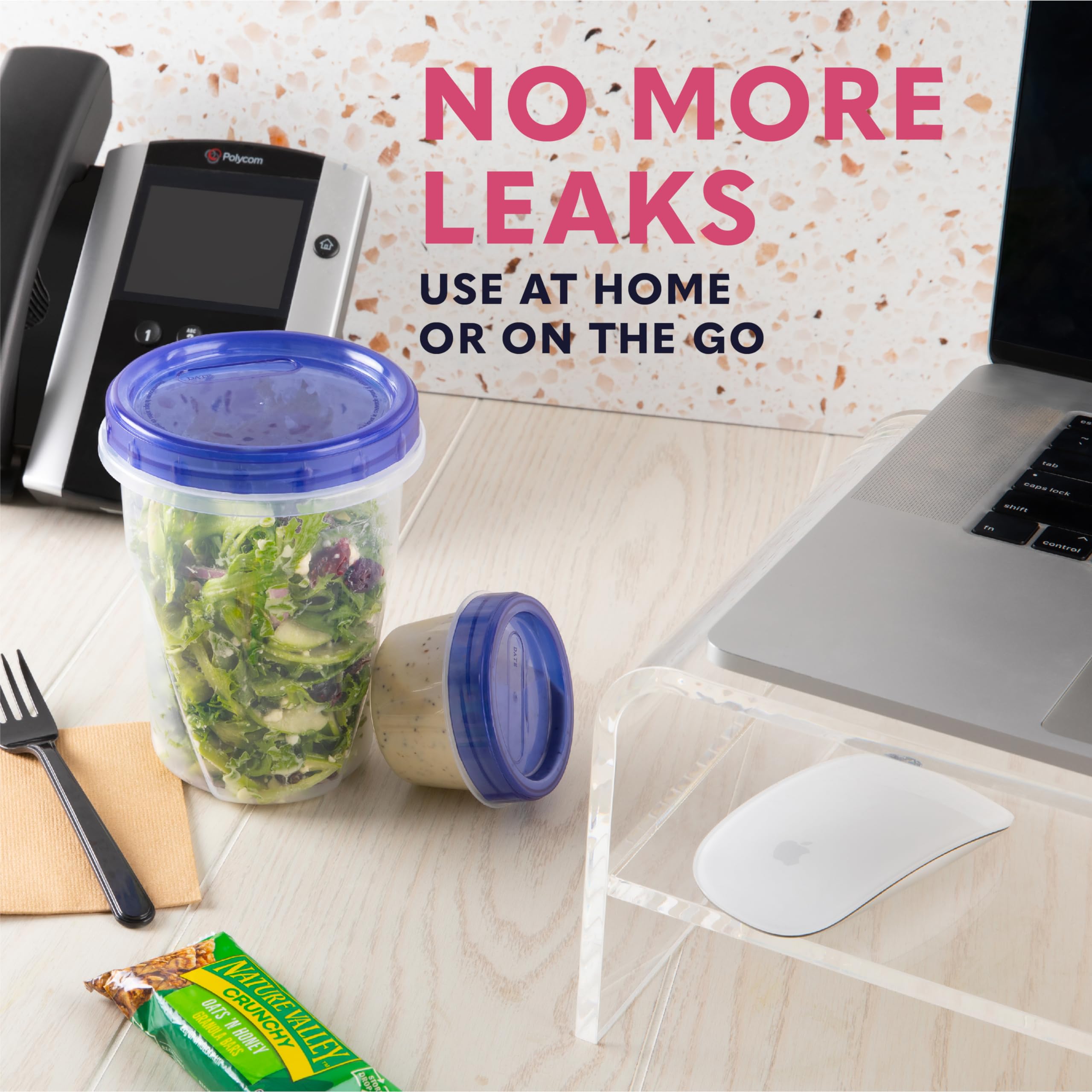 Plastic Food Deli Containers With Twist Top Lids - (16 Oz) - [5 Pack] - Food Storage Containers Takeout To Go - Microwave, Freezer & Dishwasher Safe BPA-Free