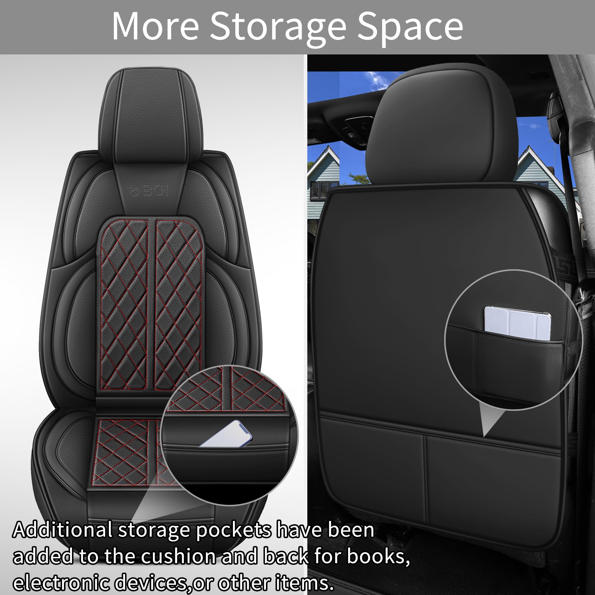 Car Seat Cover Custom Fit for Ford F150 2009-2026 Faux Leather Seat Cover Set Compatible with Regular Cab Super Cab Super Crew Pickup Truck Cushions (Black, Front Seat)