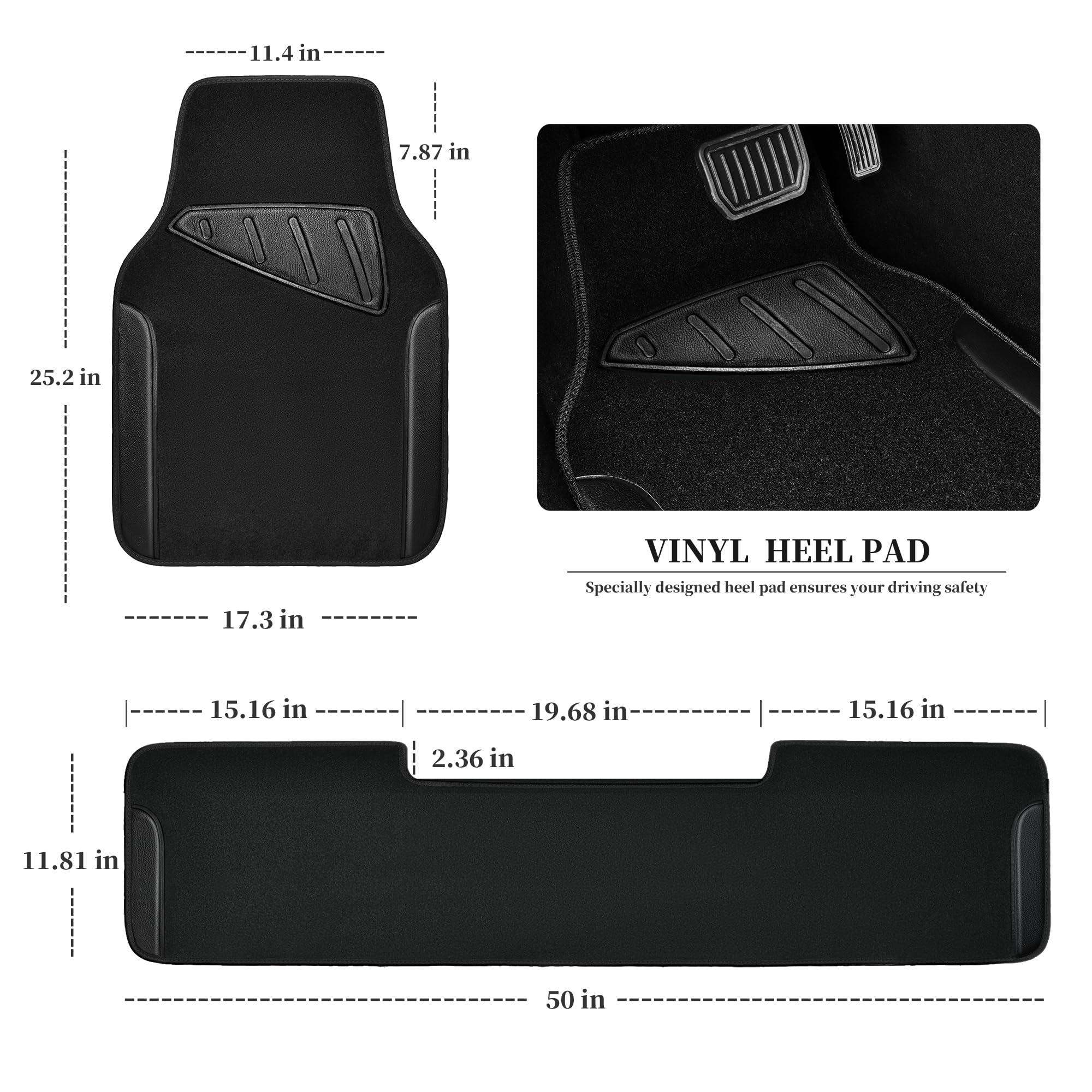 CAR PASS Beige Leather & Waterproof Car Carpet Floor Mats, Universal Car Mats Fit for SUV,Vans,sedans, Trucks,Set of 4pcs Car Carpet with Anti-Slip nibbs Driver Heel Pad (All Beige)