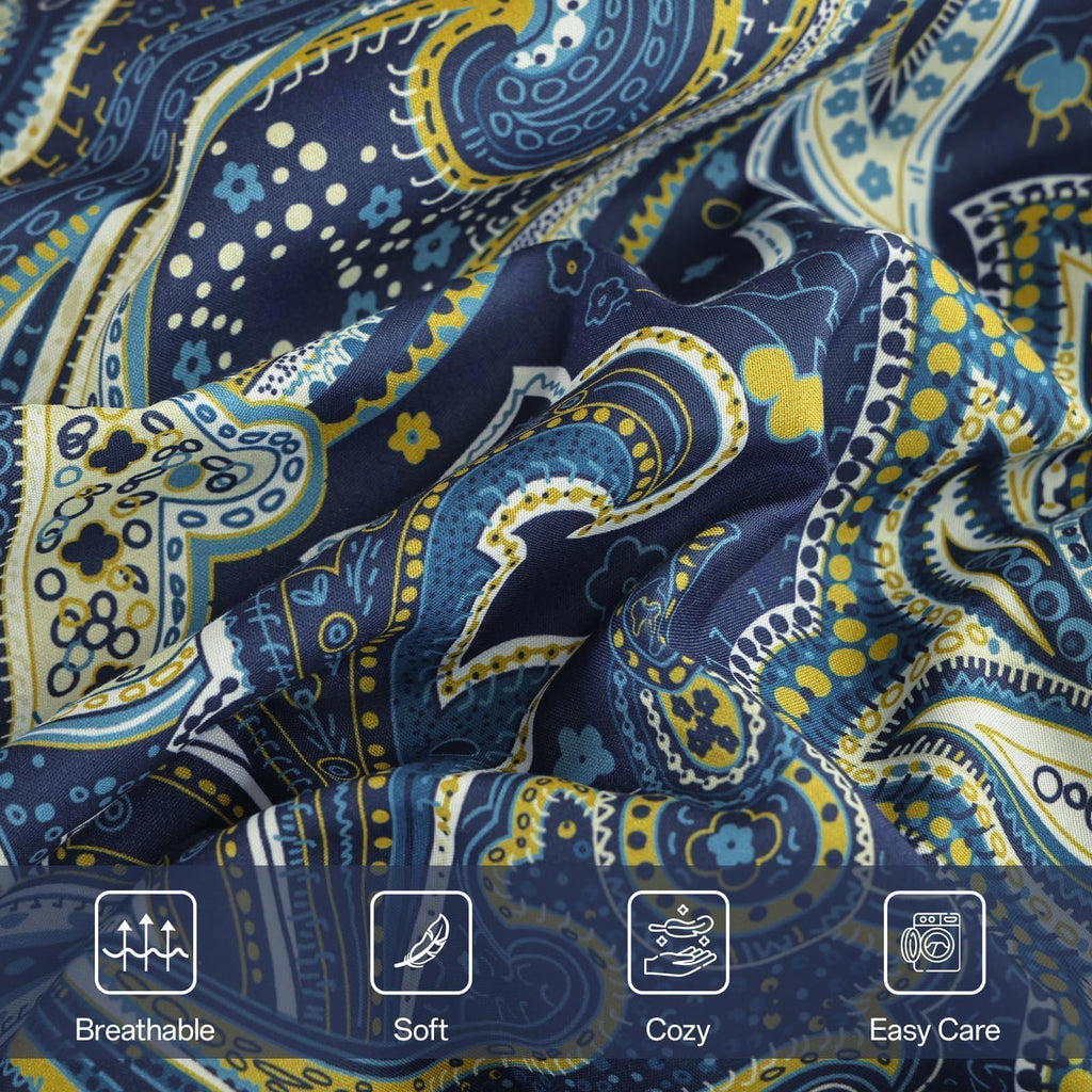 DJY Black Paisley Comforter Set Full Size 7 Piece Bed in a Bag Black and Grey Boho Paisley Pattern Comforter Set Soft Lightweight Microfiber Reversible Bedding Set for All Season