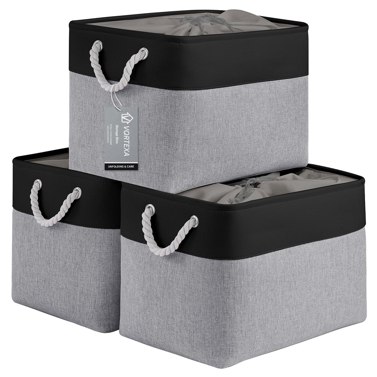 Storage Baskets for Shelves 11.8x7.9x5.2 Inch, Foldable Fabric Storage Bins with Handles, Small Storage Baskets for Organizing Closet, Office, Home Organization (1-Pack, Gray)