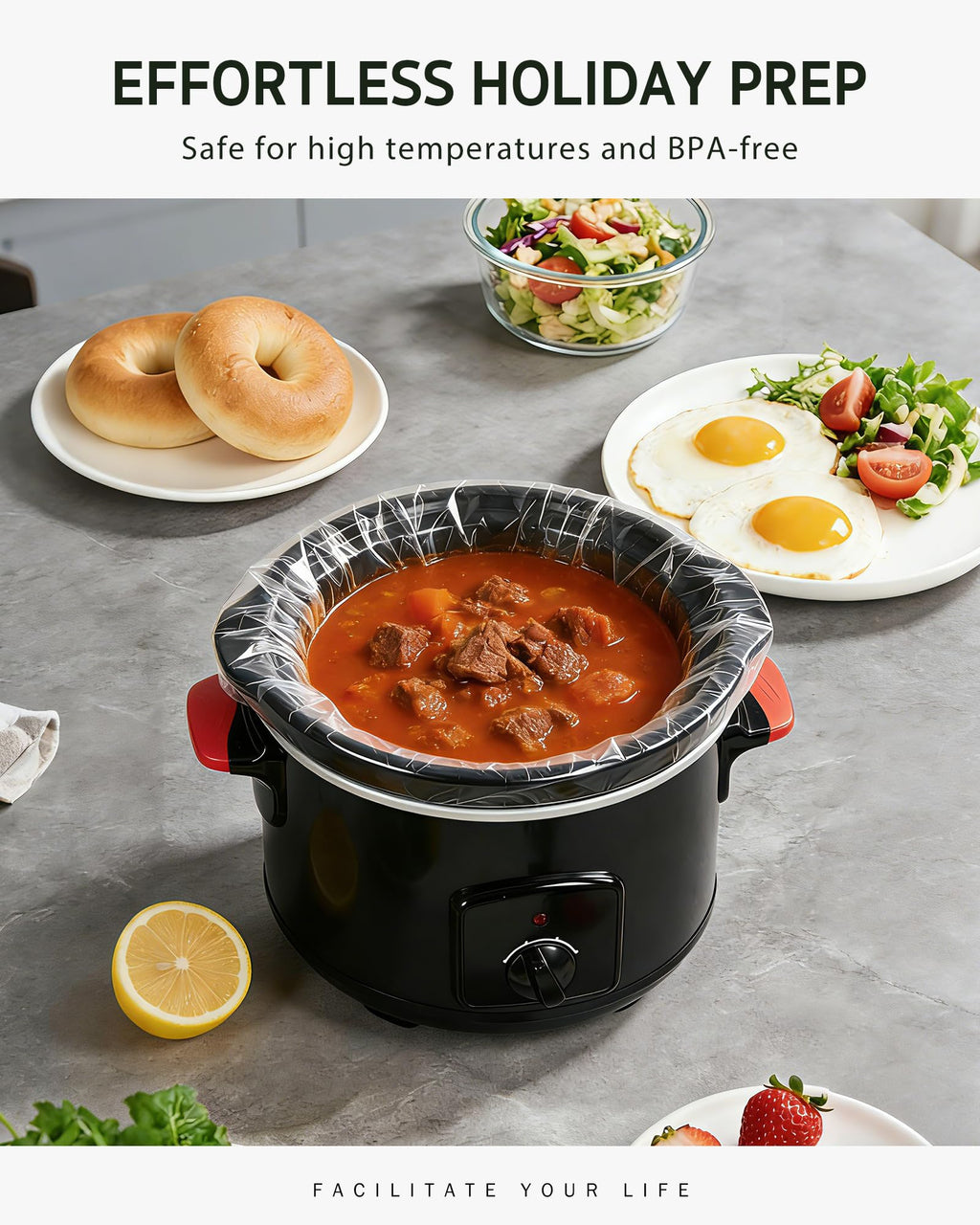Syntus Slow Cooker Liners, 10 Count Cooking Bags Small Size Disposable Pot Liners Plastic Bags, Fit 1QT to 3QT for Slow Cooker Cooking Trays, 10.5"x 17.5", 10 Liners