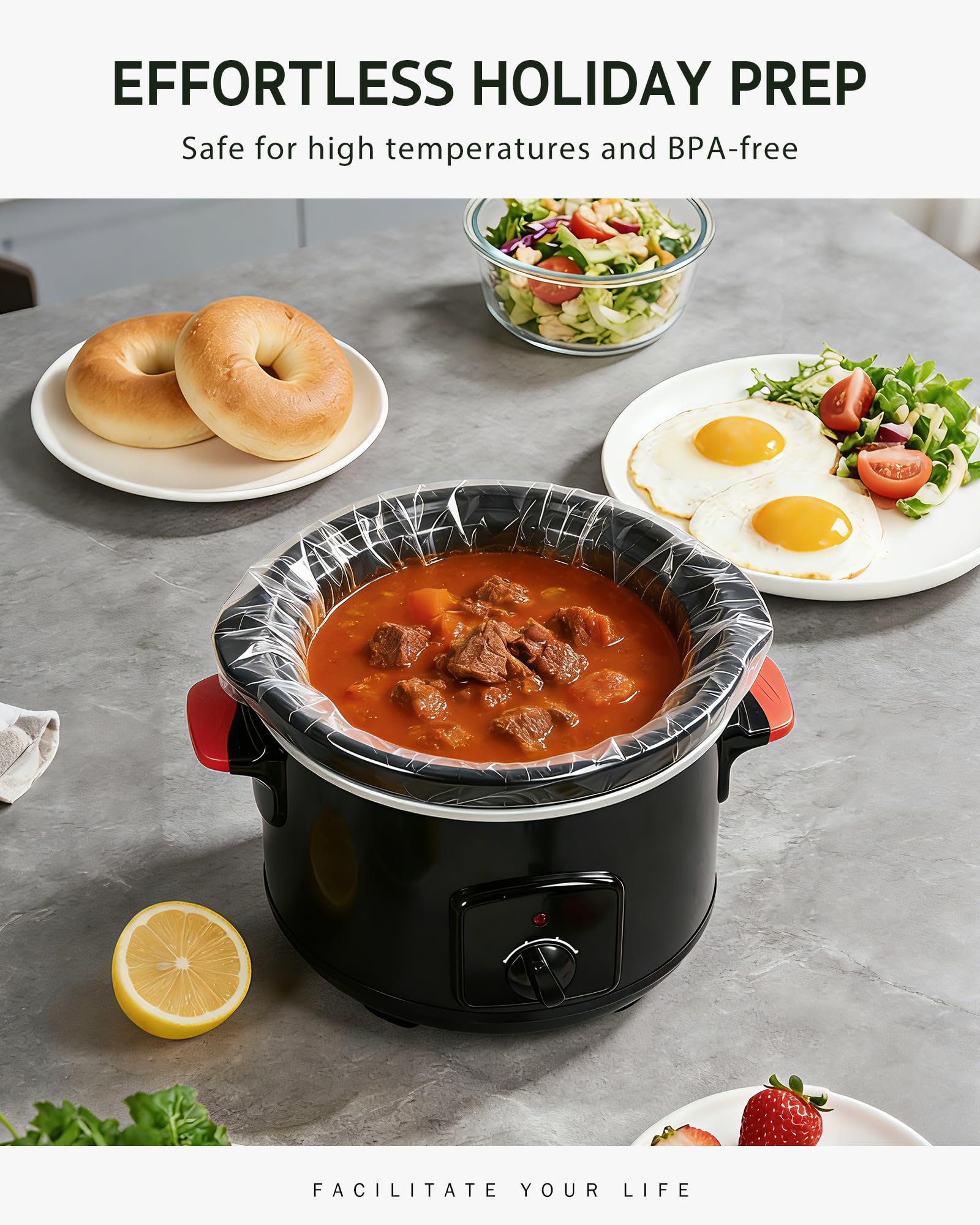 Syntus Slow Cooker Liners, 10 Count Cooking Bags Small Size Disposable Pot Liners Plastic Bags, Fit 1QT to 3QT for Slow Cooker Cooking Trays, 10.5"x 17.5", 10 Liners